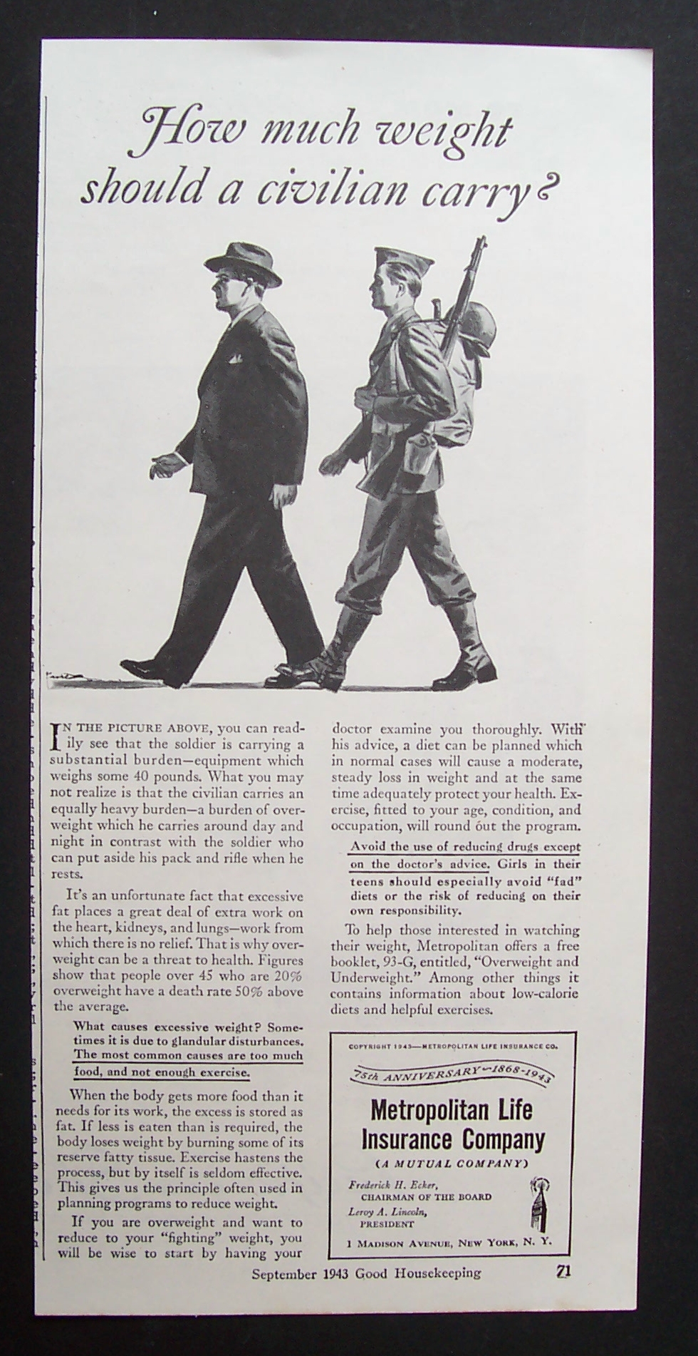 1943 Metropolitan Life Insurance Company with Soldier