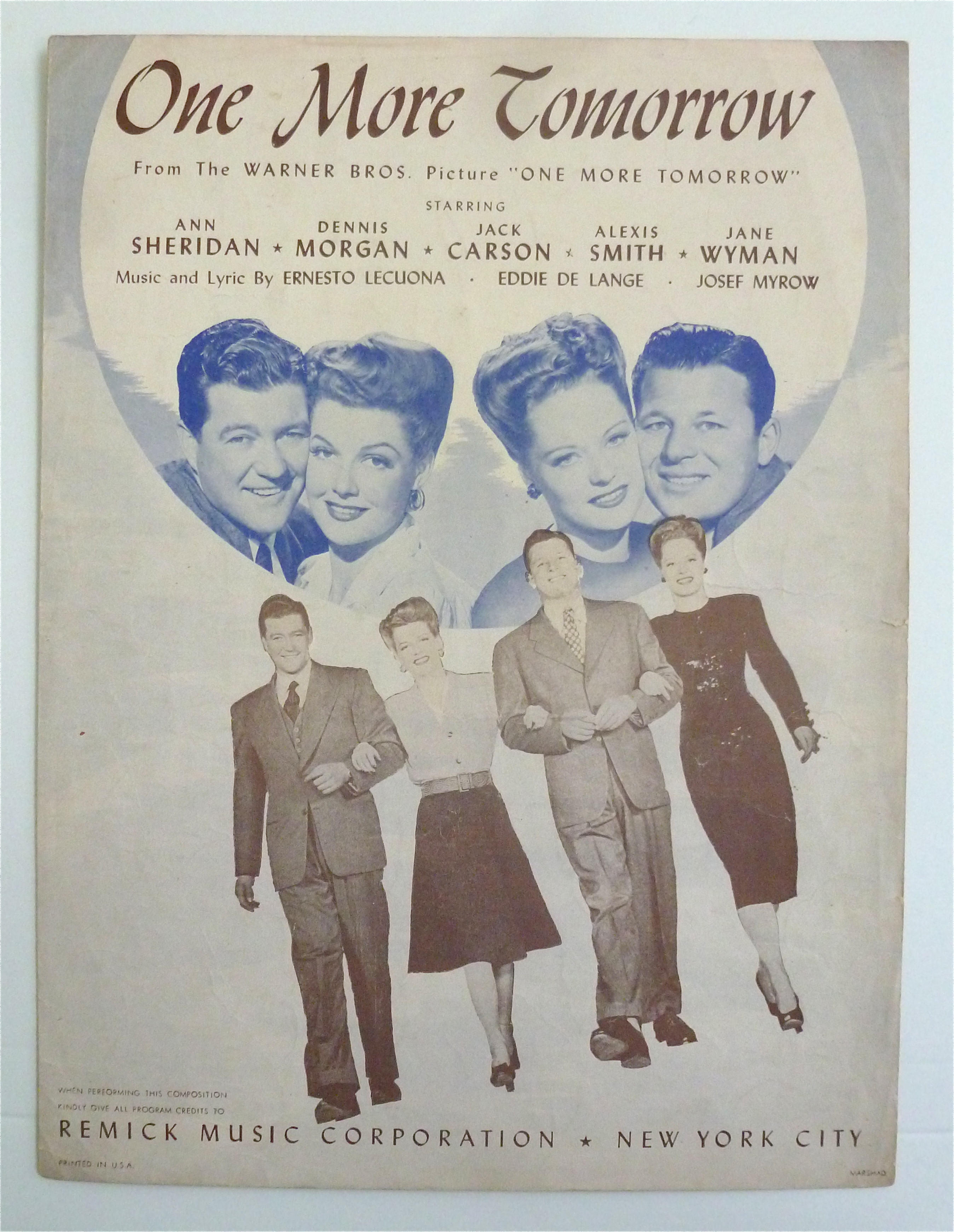 Sheet Music For 1945 One More Tomorrow