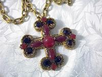 Necklace Brooch Cabochon Glass CAPRI Cross