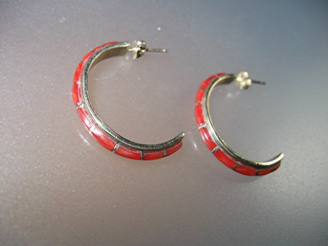 Earrings 14K Gold Coral Hoop Pierced Hoop NASTACIO