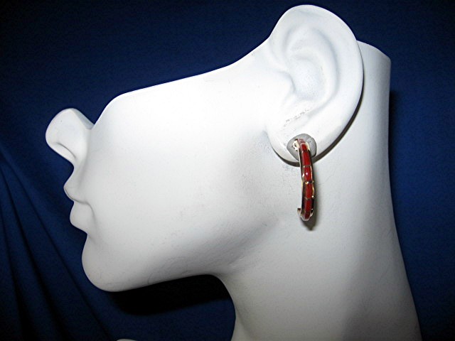 Earrings 14K Gold Coral Hoop Pierced Hoop NASTACIO