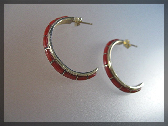 Earrings 14K Gold Coral Hoop Pierced Hoop NASTACIO