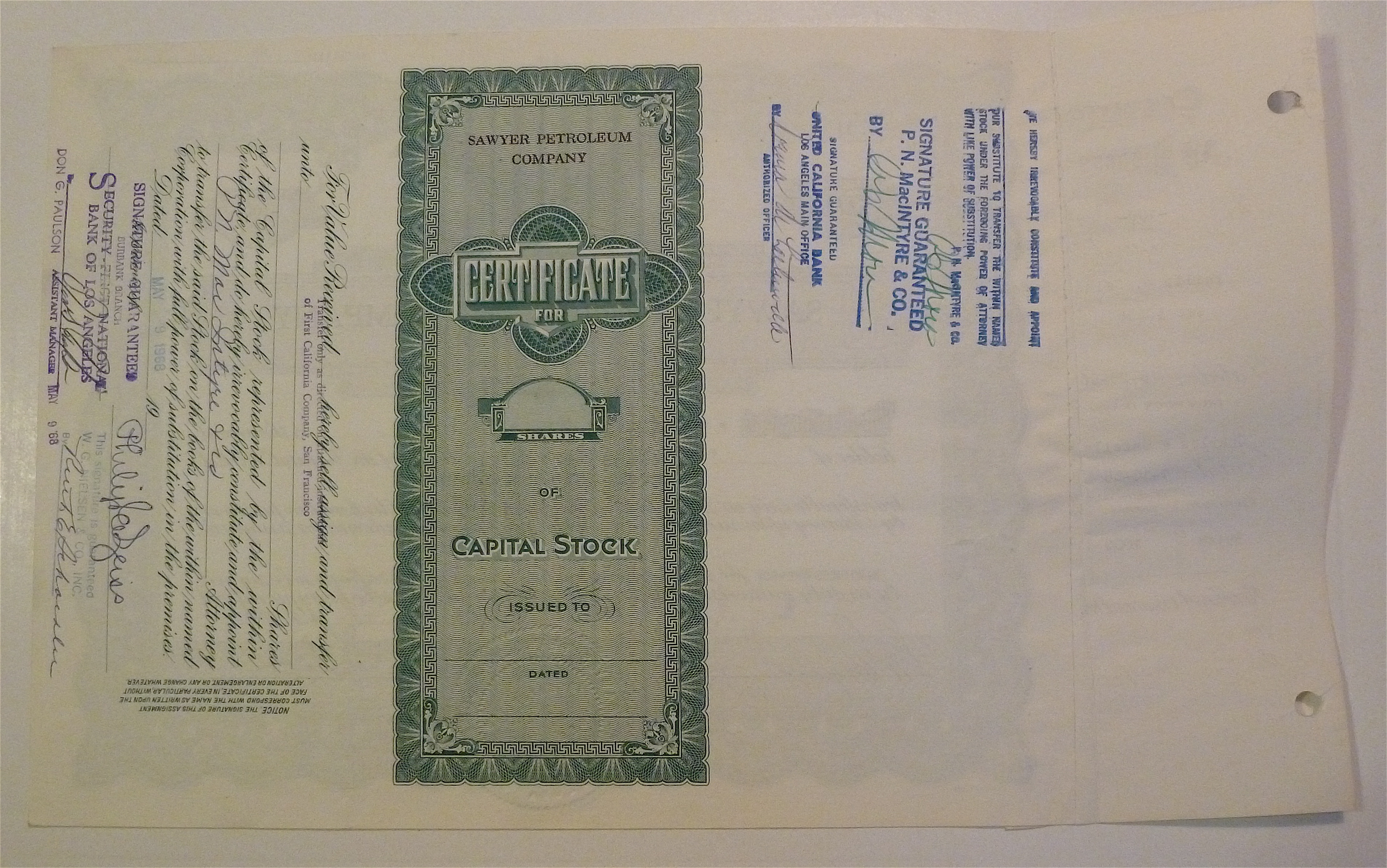 Sawyer Petroleum Company Stock Certificate