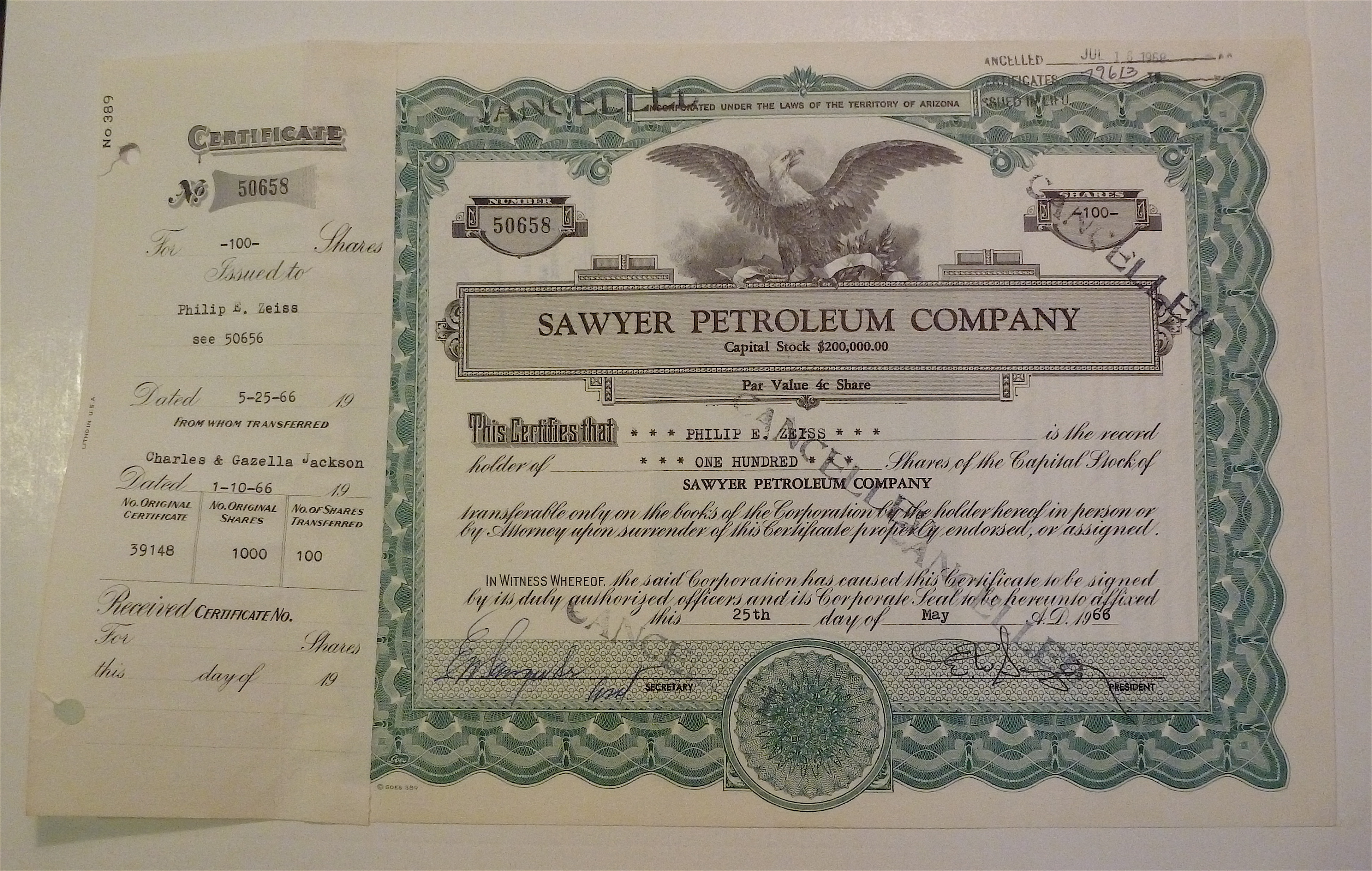Sawyer Petroleum Company Stock Certificate