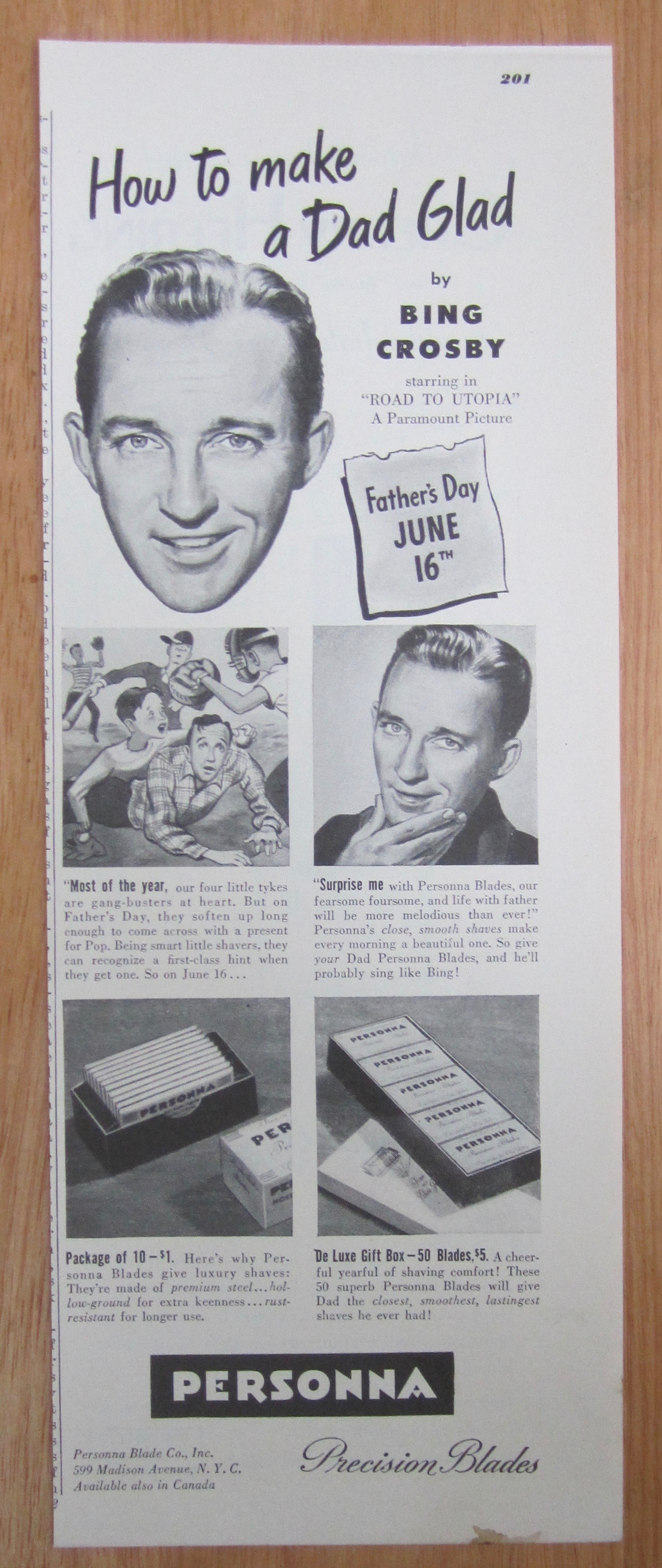 1946 Personna Precision Blades with Bing Crosby