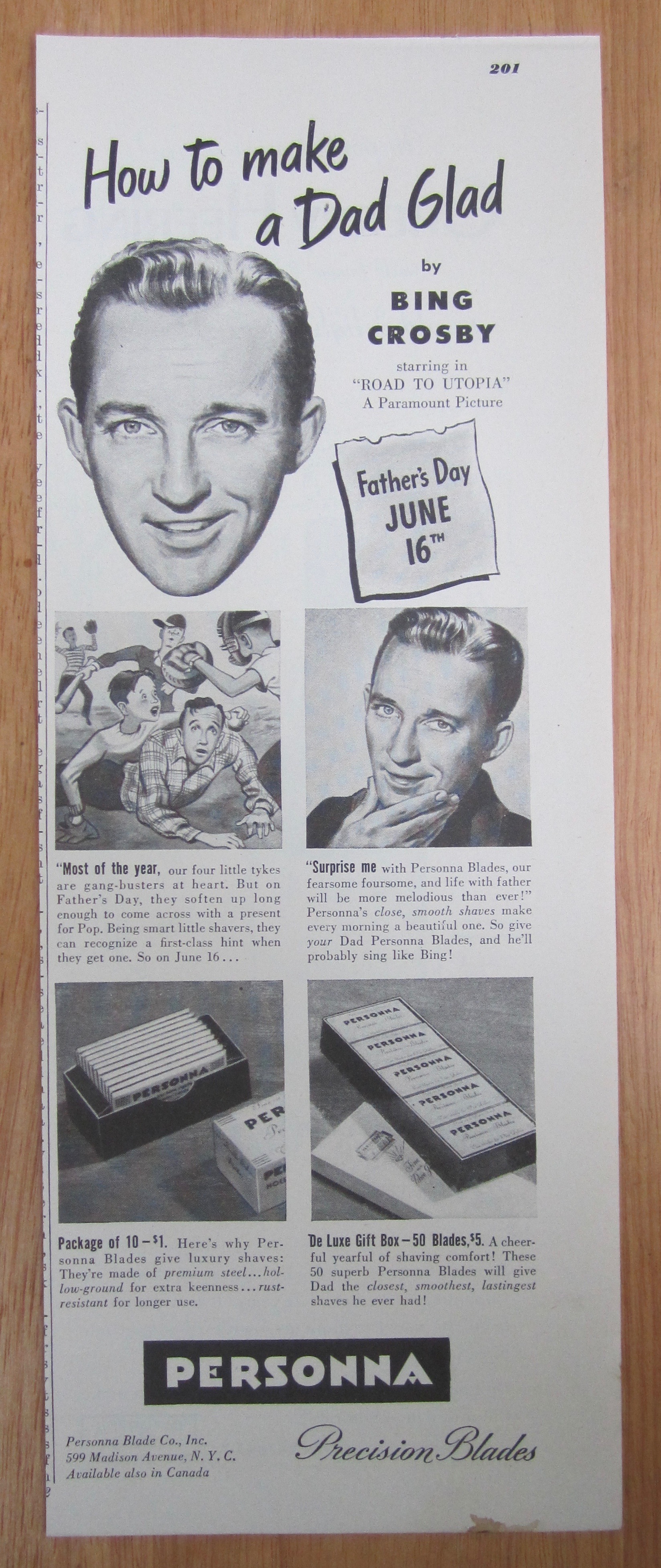 1946 Personna Precision Blades with Bing Crosby