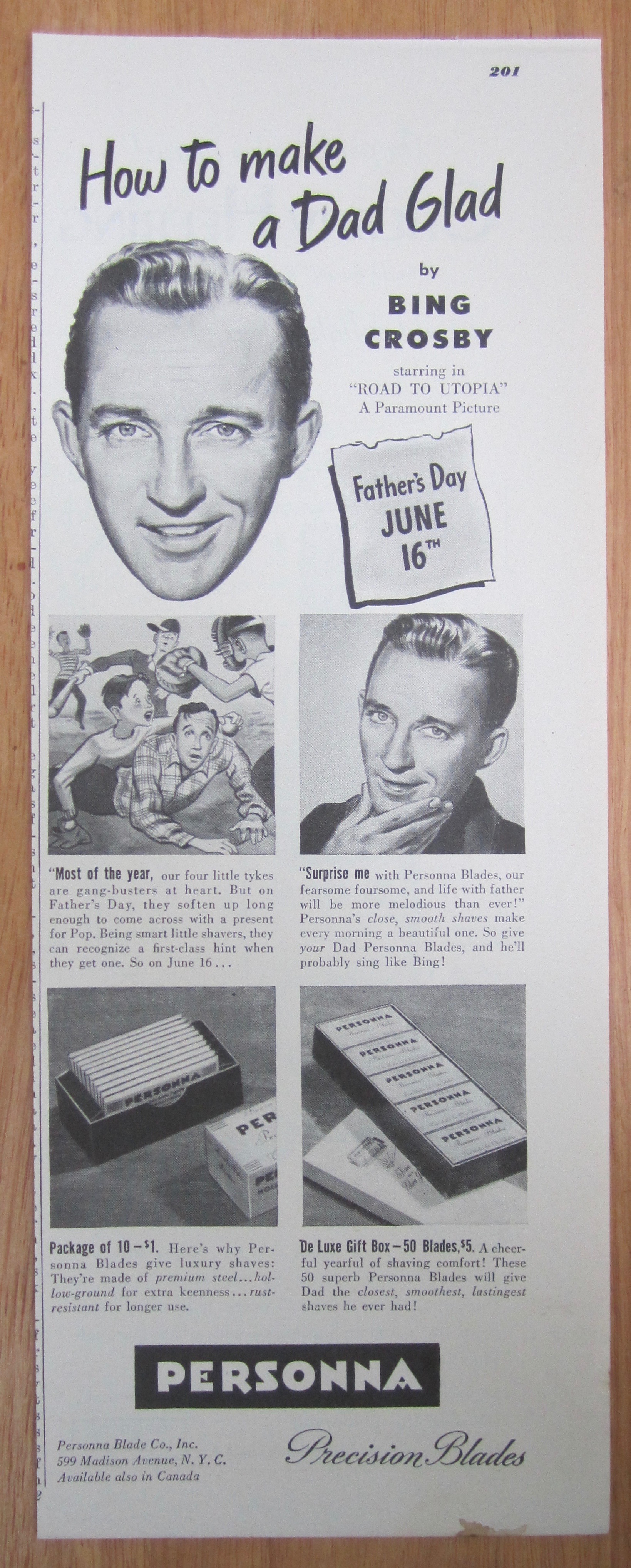 1946 Personna Precision Blades with Bing Crosby
