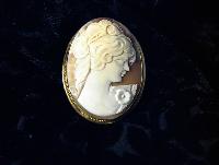 Brooch Signed Gold Over 800 Silver Cameo