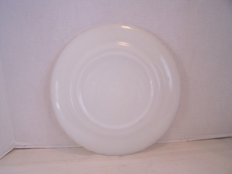 Milk Glass Dinner Plate, Anchor Hocking Fire King, Swirl Design