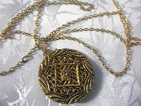 Necklace Czechoslovakia Chain & Button Pendant