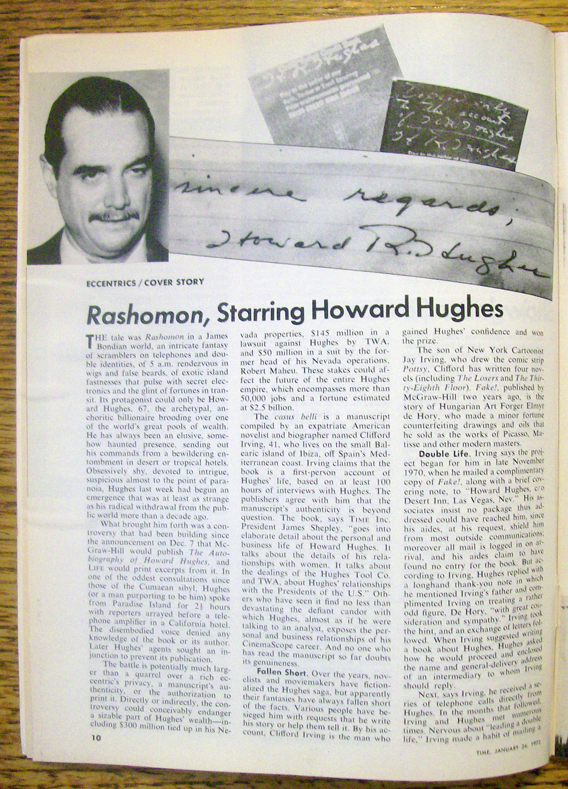Time Magazine-January 24, 1972-The Hughes Mystery