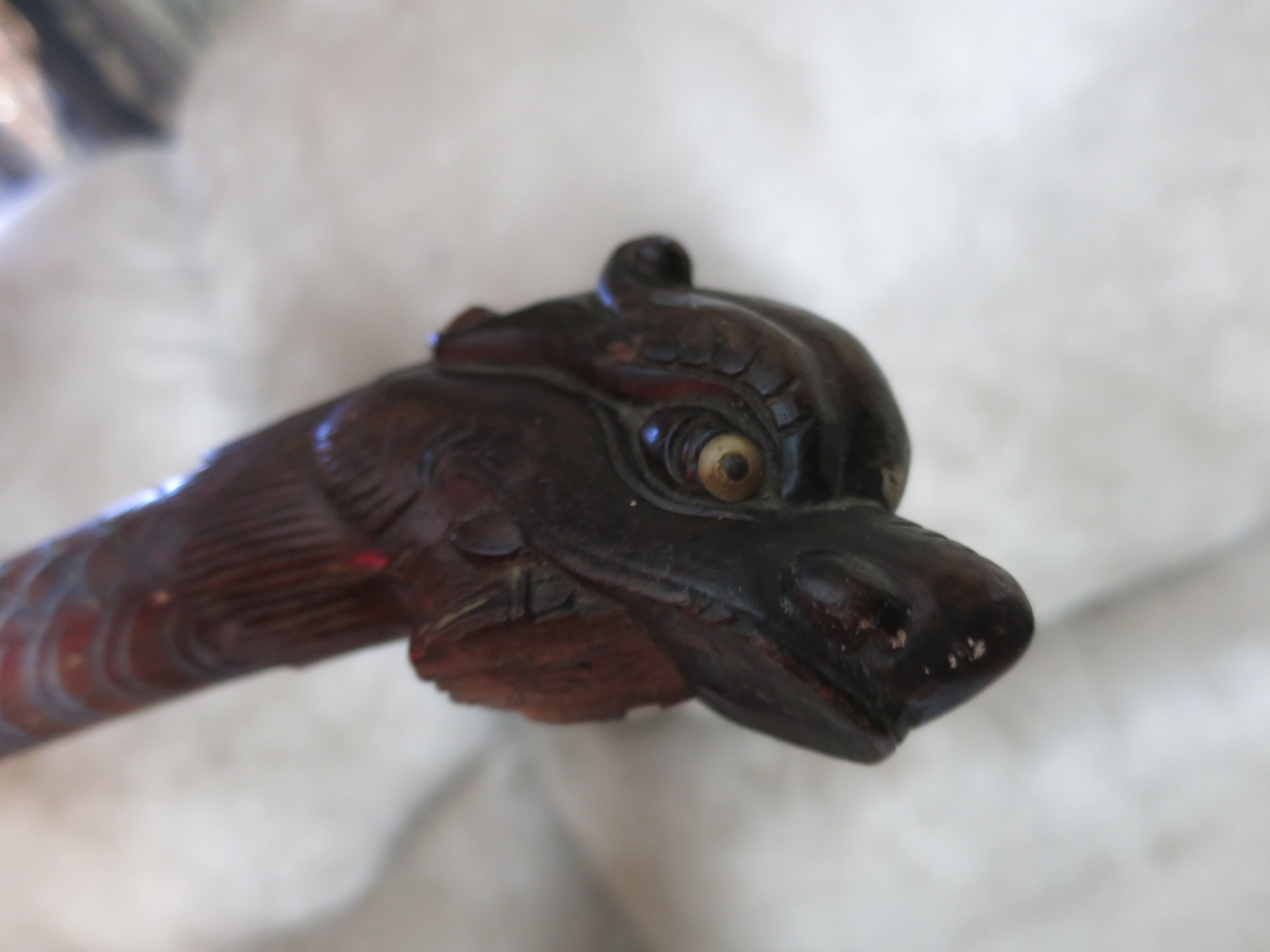 Chinese Boxwood Walking Stick Dragon Head Crutch