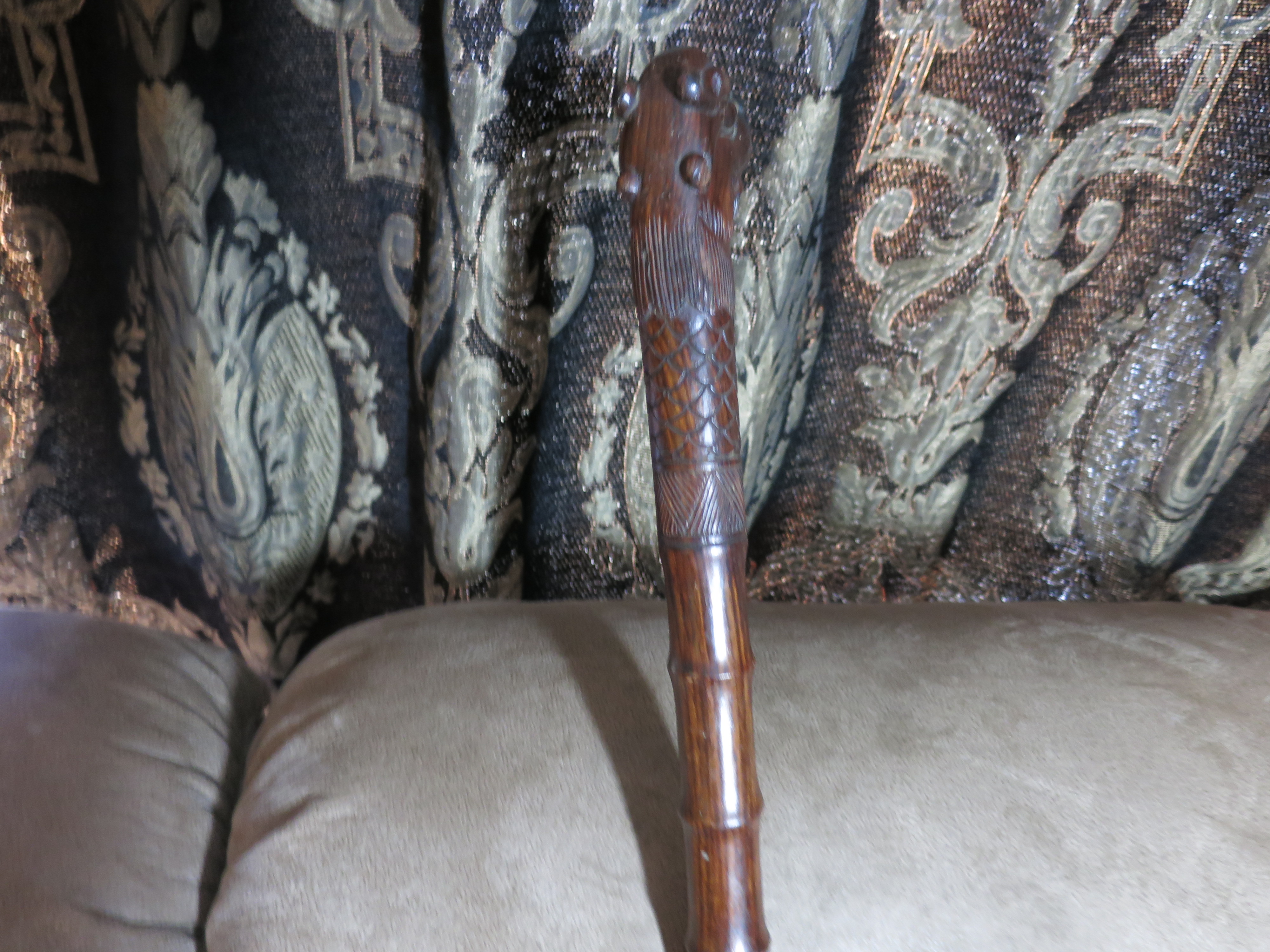 Chinese Boxwood Walking Stick Dragon Head Crutch