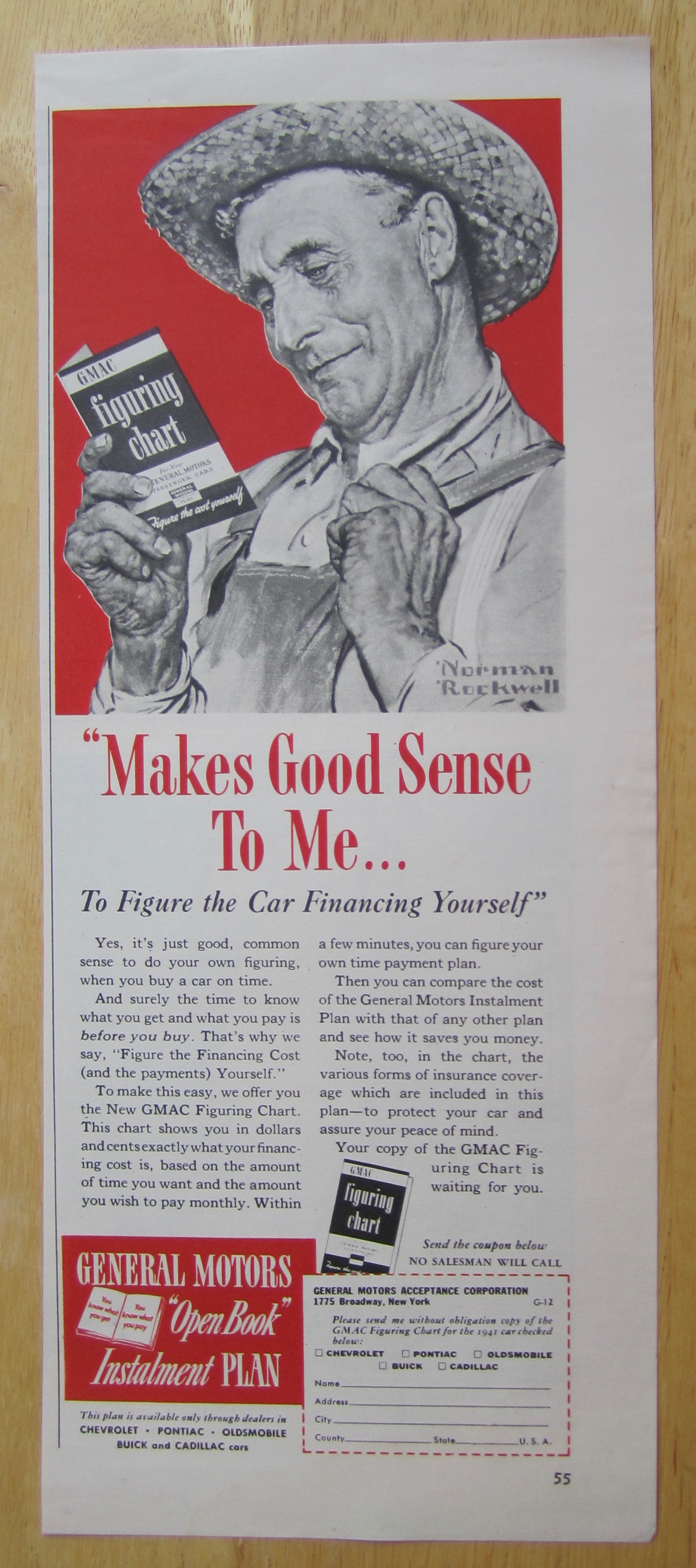 1940 General Motors Installment Plan w/Norman Rockwell