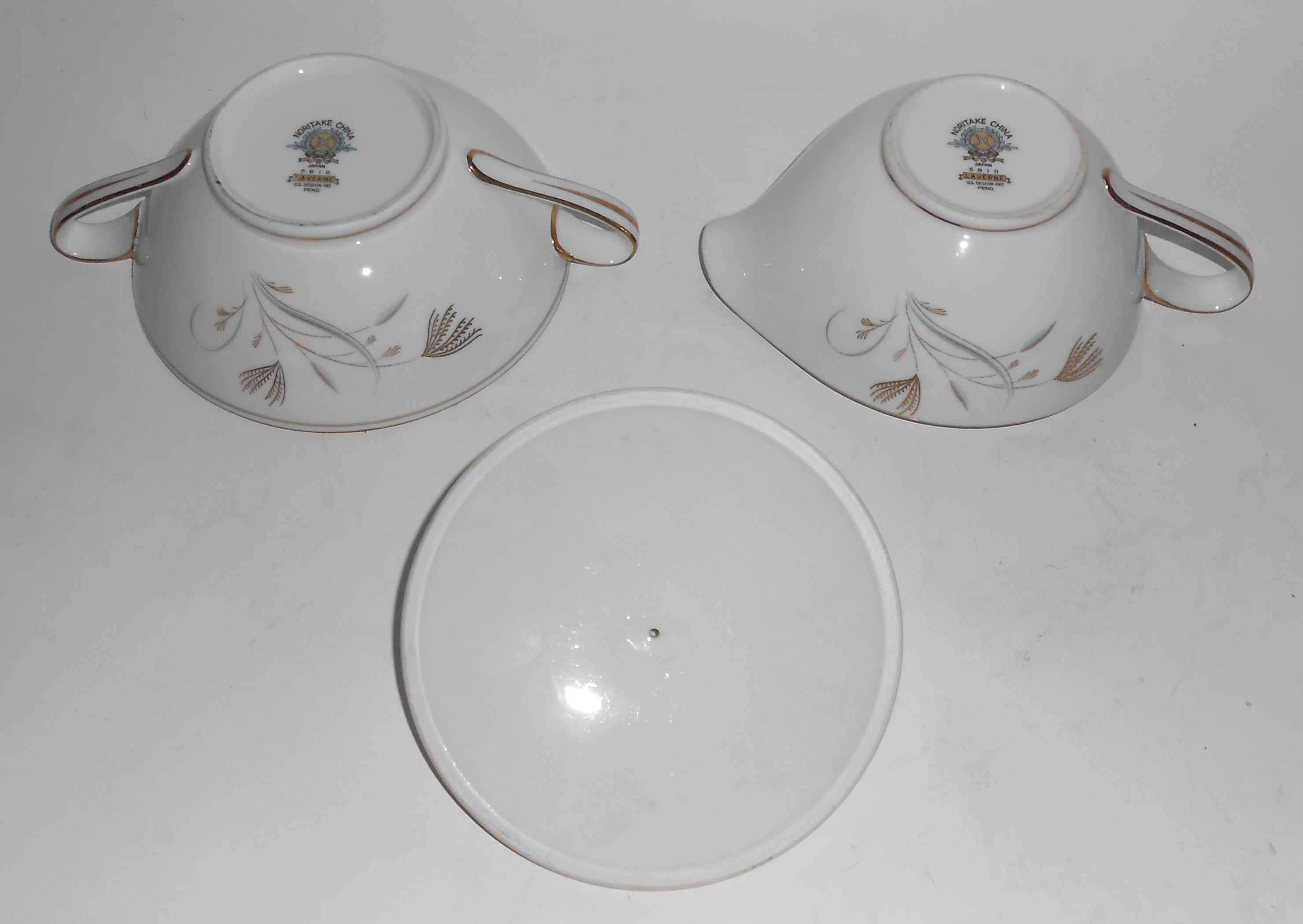 Noritake China Porcelain Laverne Gold Band Creamer & Su
