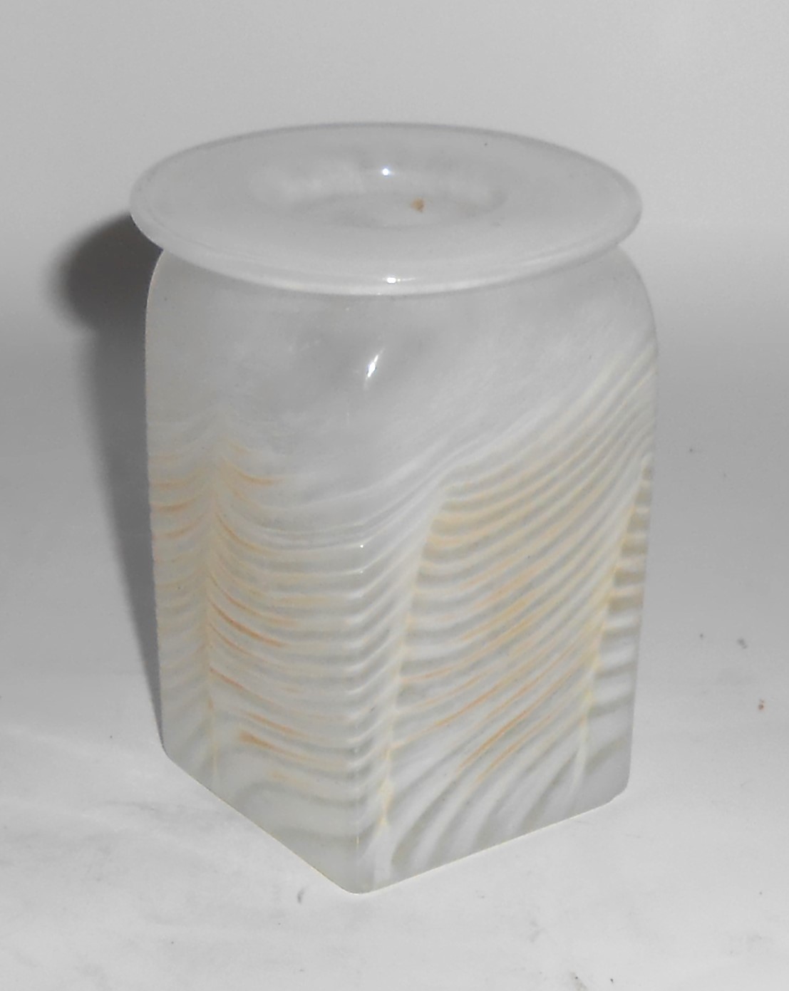 VINTAGE Studio Glass Blown Square Body Yellow Vase w/Ye