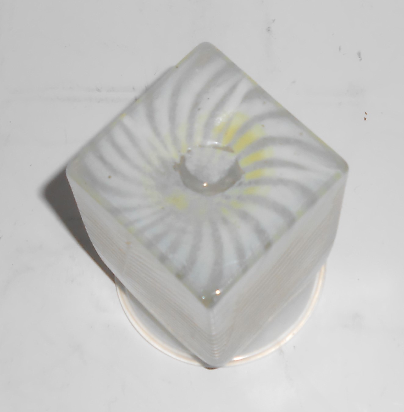VINTAGE Studio Glass Blown Square Body Yellow Vase w/Ye