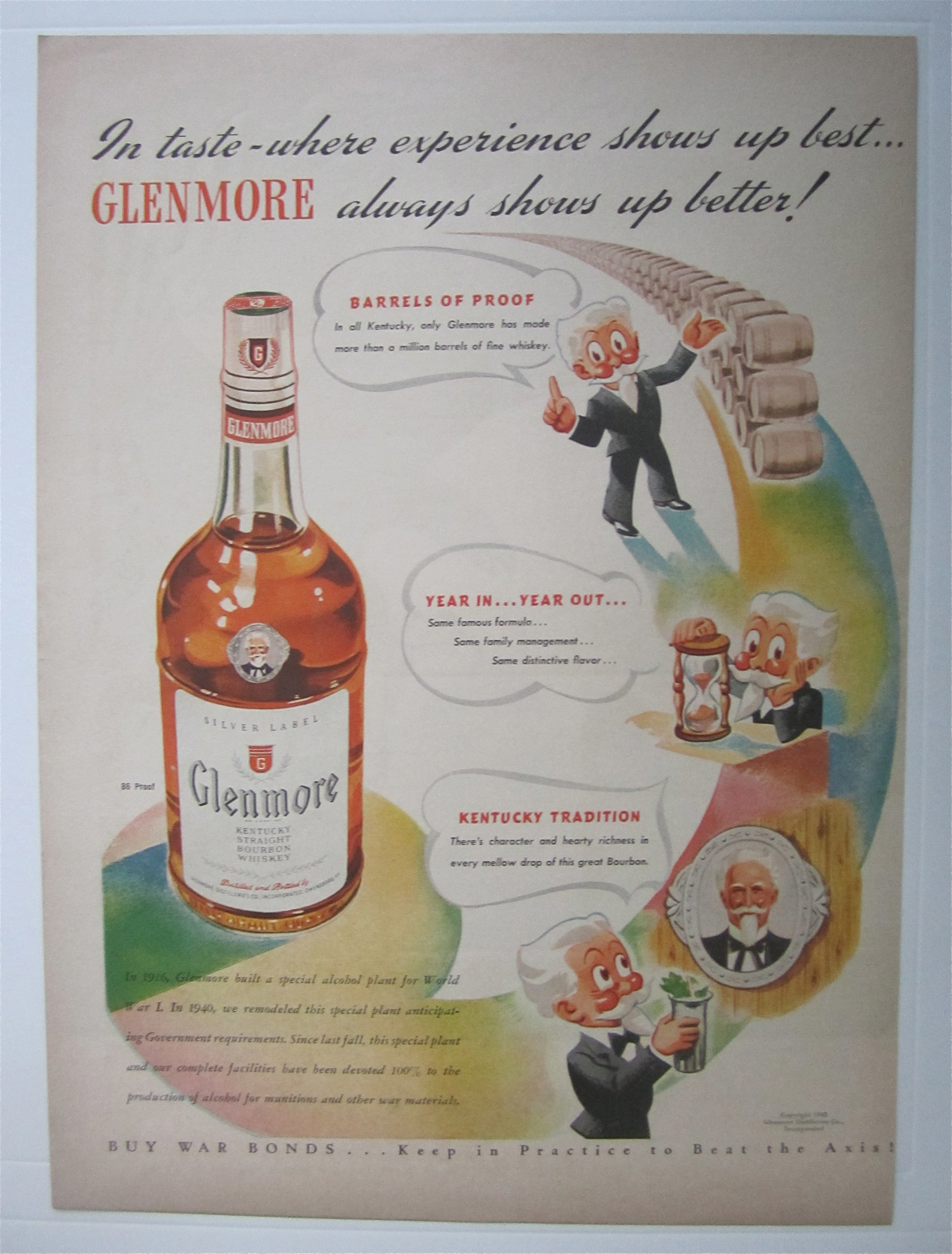 1943 Glenmore Whiskey w/ White Haired Man