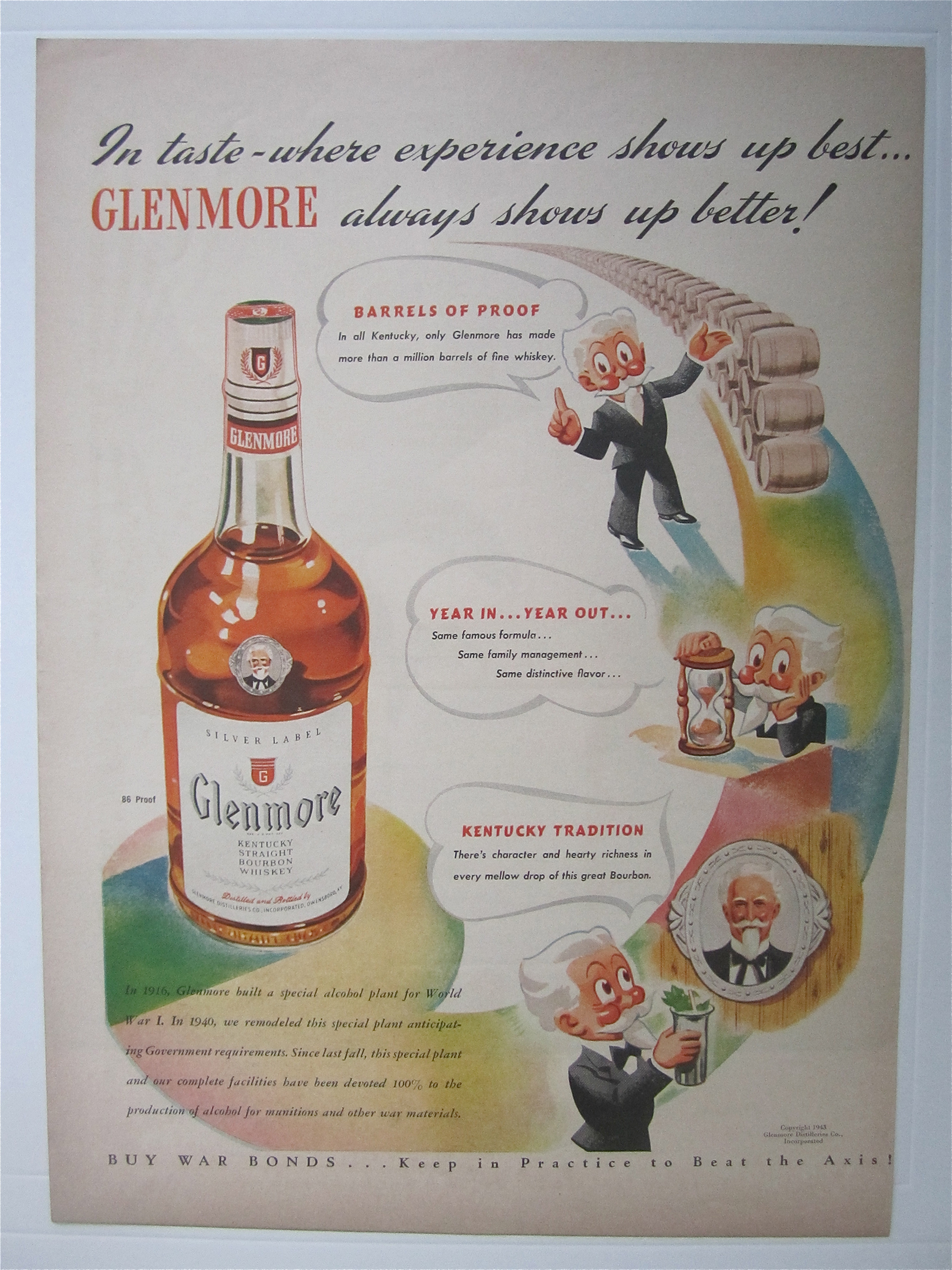 1943 Glenmore Whiskey w/ White Haired Man