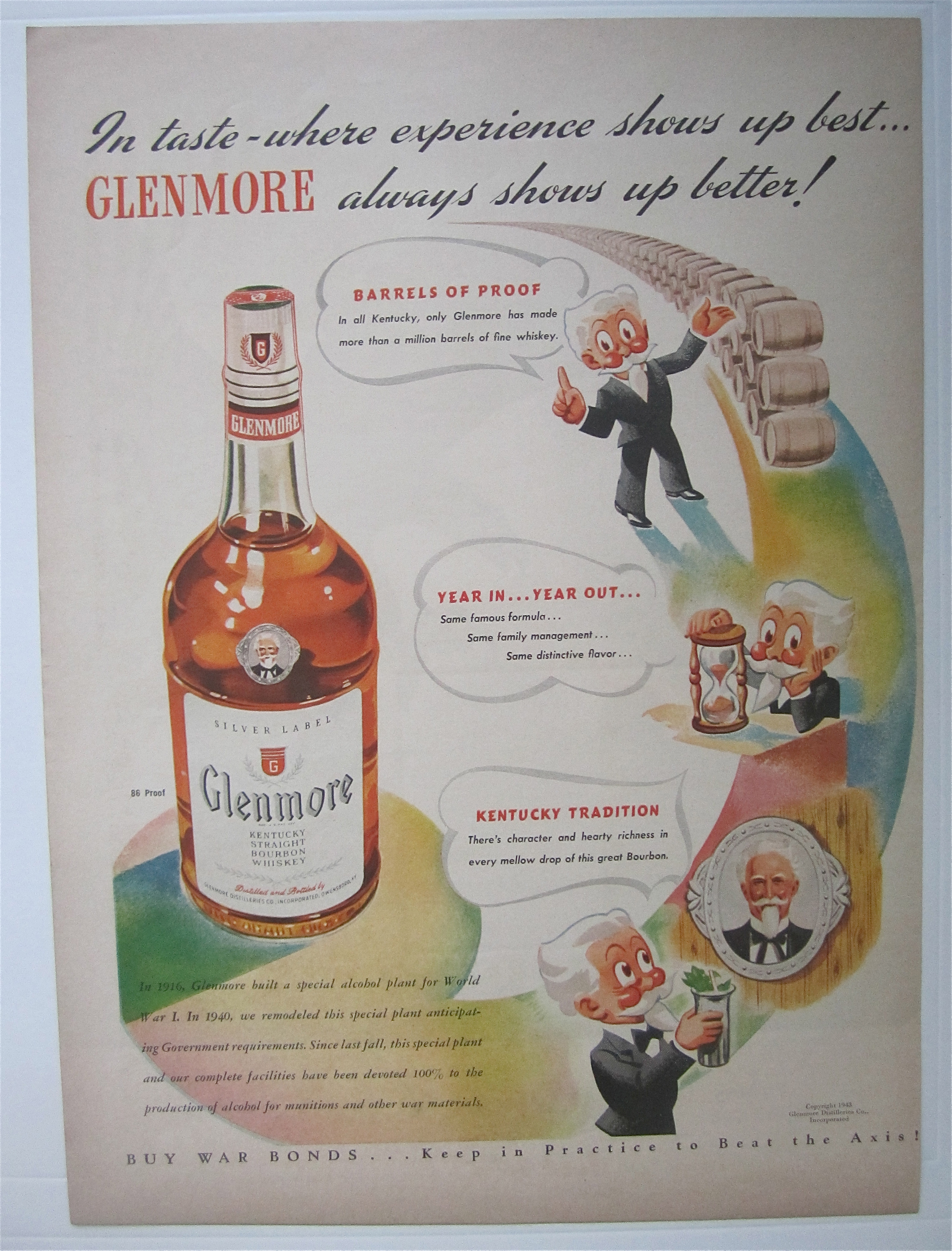 1943 Glenmore Whiskey w/ White Haired Man