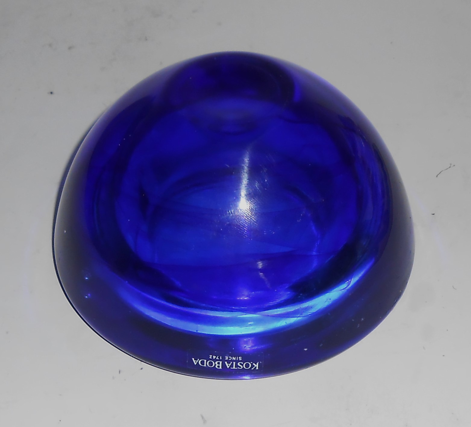 VINTAGE Kosta Art Glass Cobalt Blue Atoll