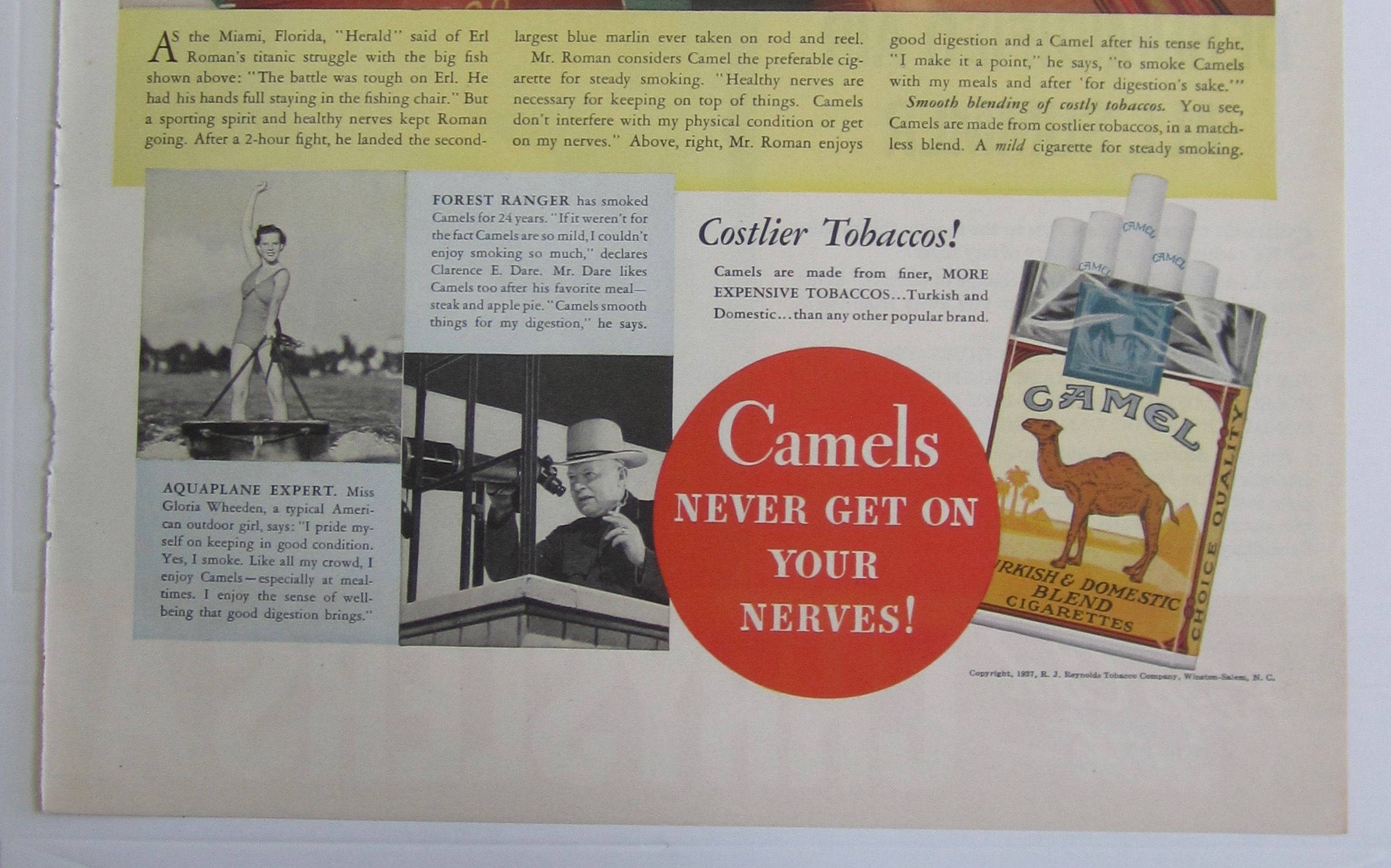 1937 Camel Cigarettes with Sportsman Erl Roman