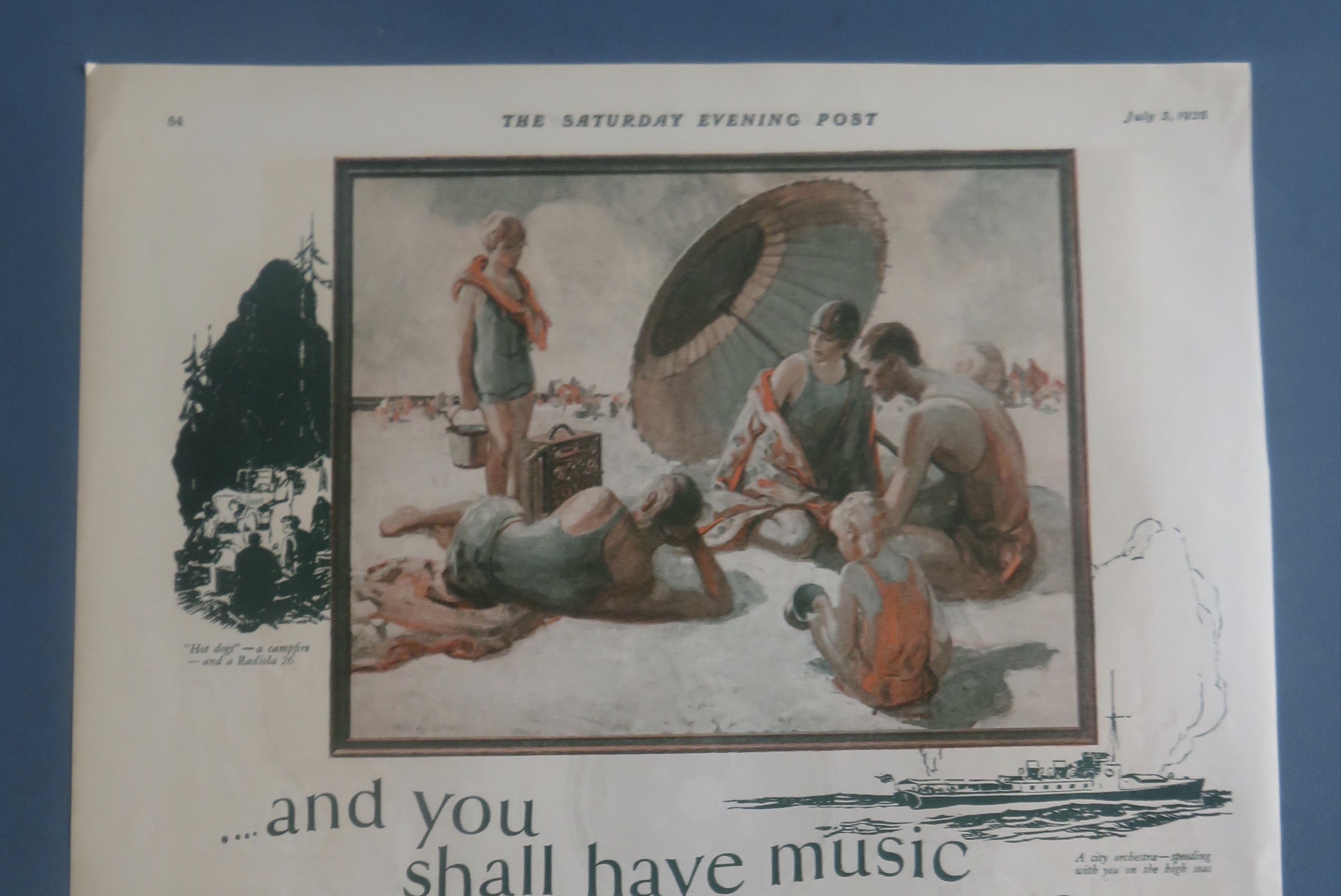 1926 RCA Radiola with Family with Radio On The Beach