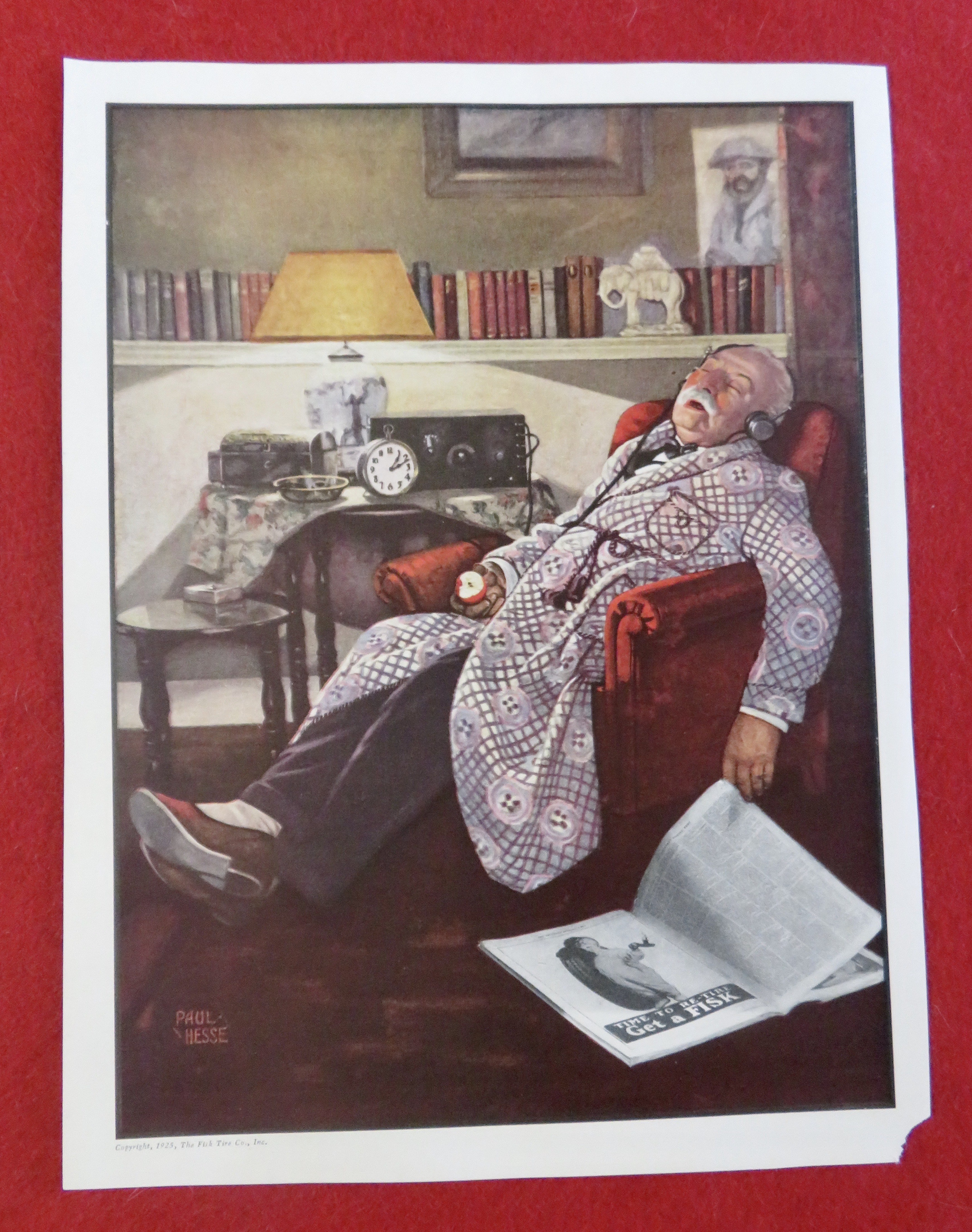 1920's Fisk Tires with Man Sleeping In Chair