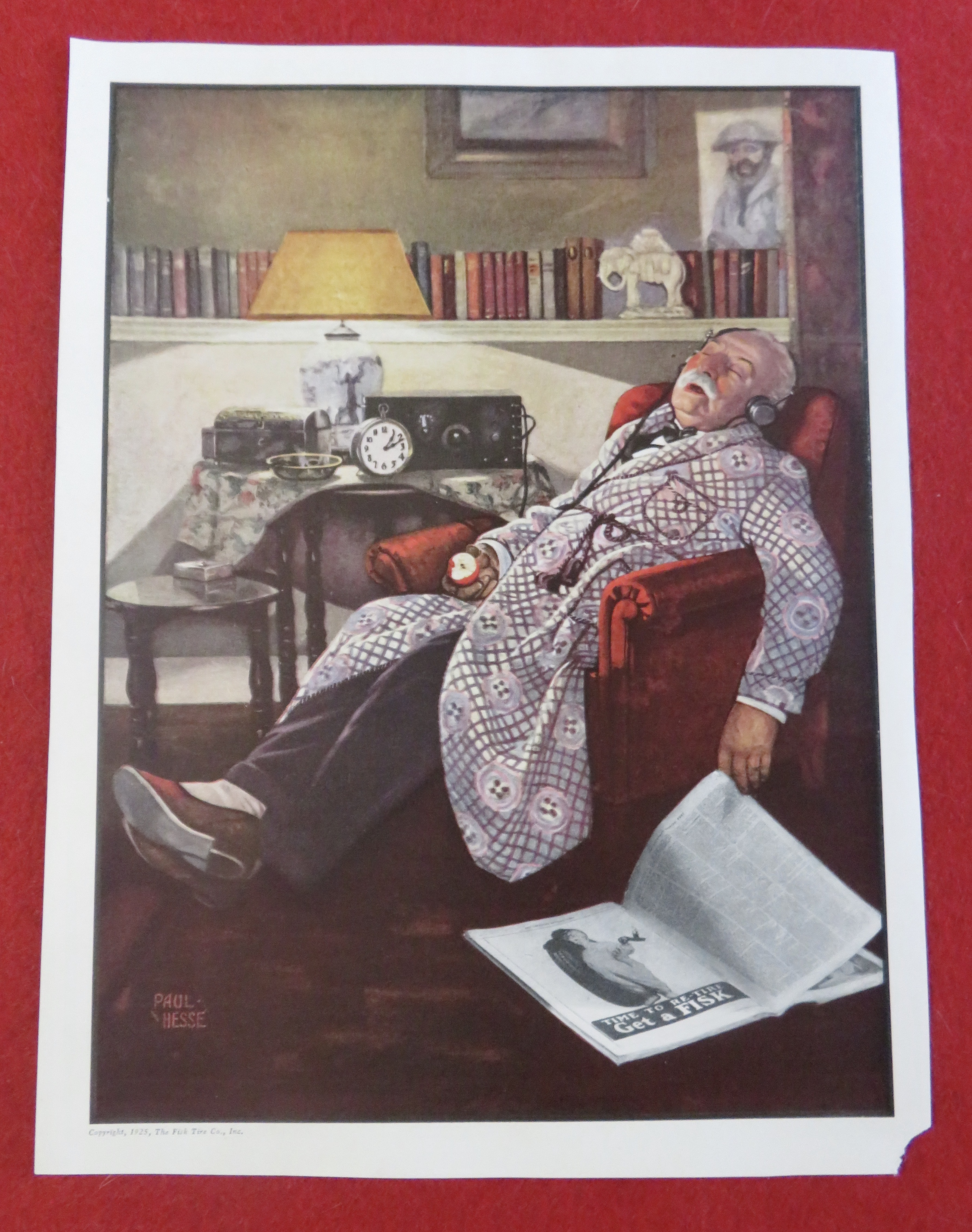 1920's Fisk Tires with Man Sleeping In Chair
