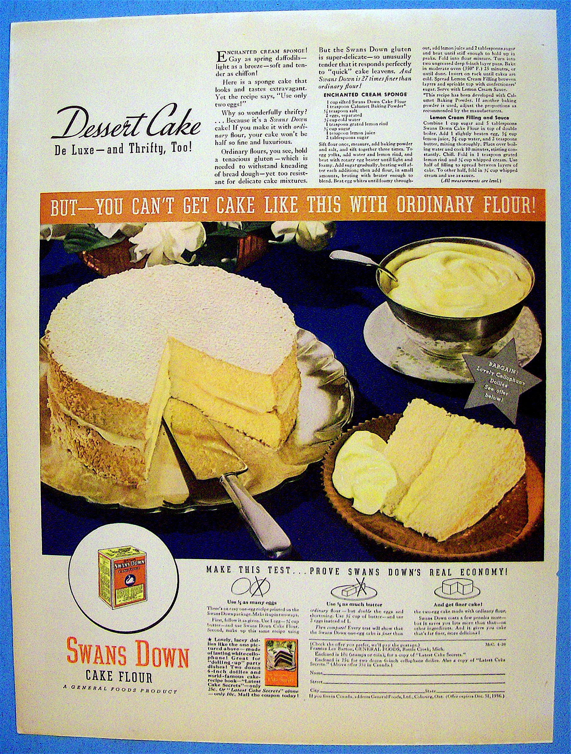 1936 Swans Down w/ Enchanted Cream Sponge