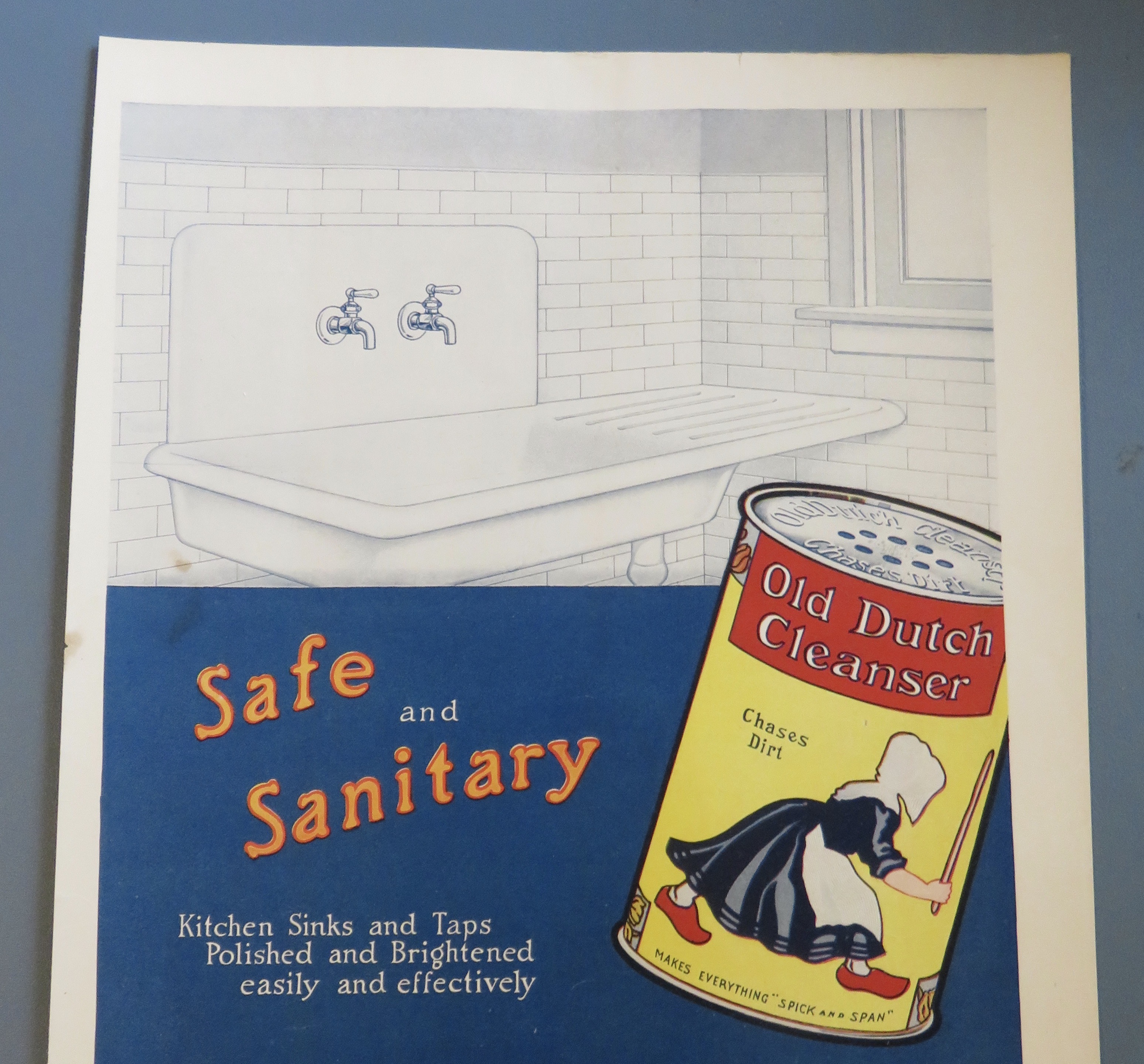 1917 Old Dutch Cleanser with Clean Kitchen Sink