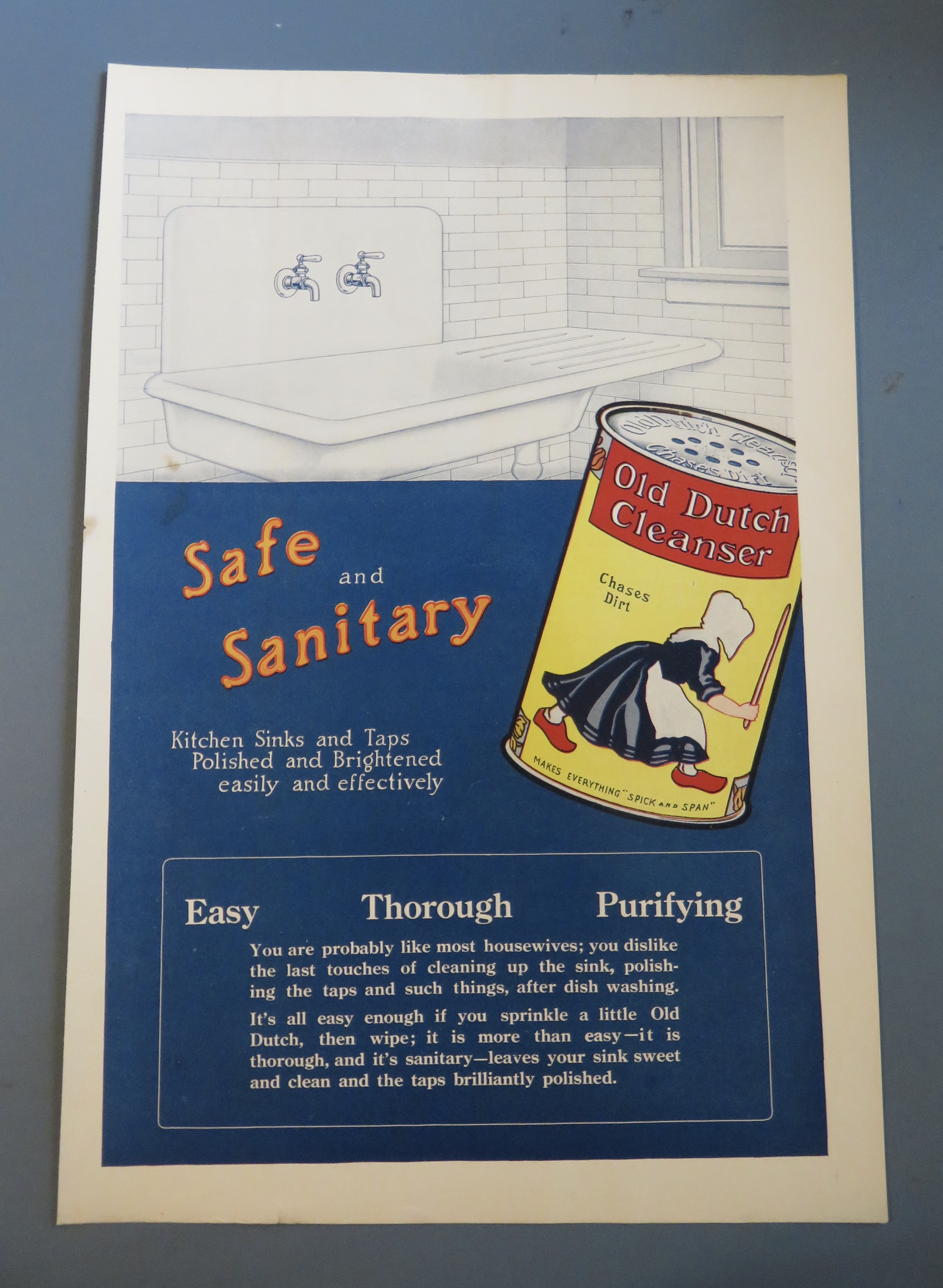 1917 Old Dutch Cleanser with Clean Kitchen Sink
