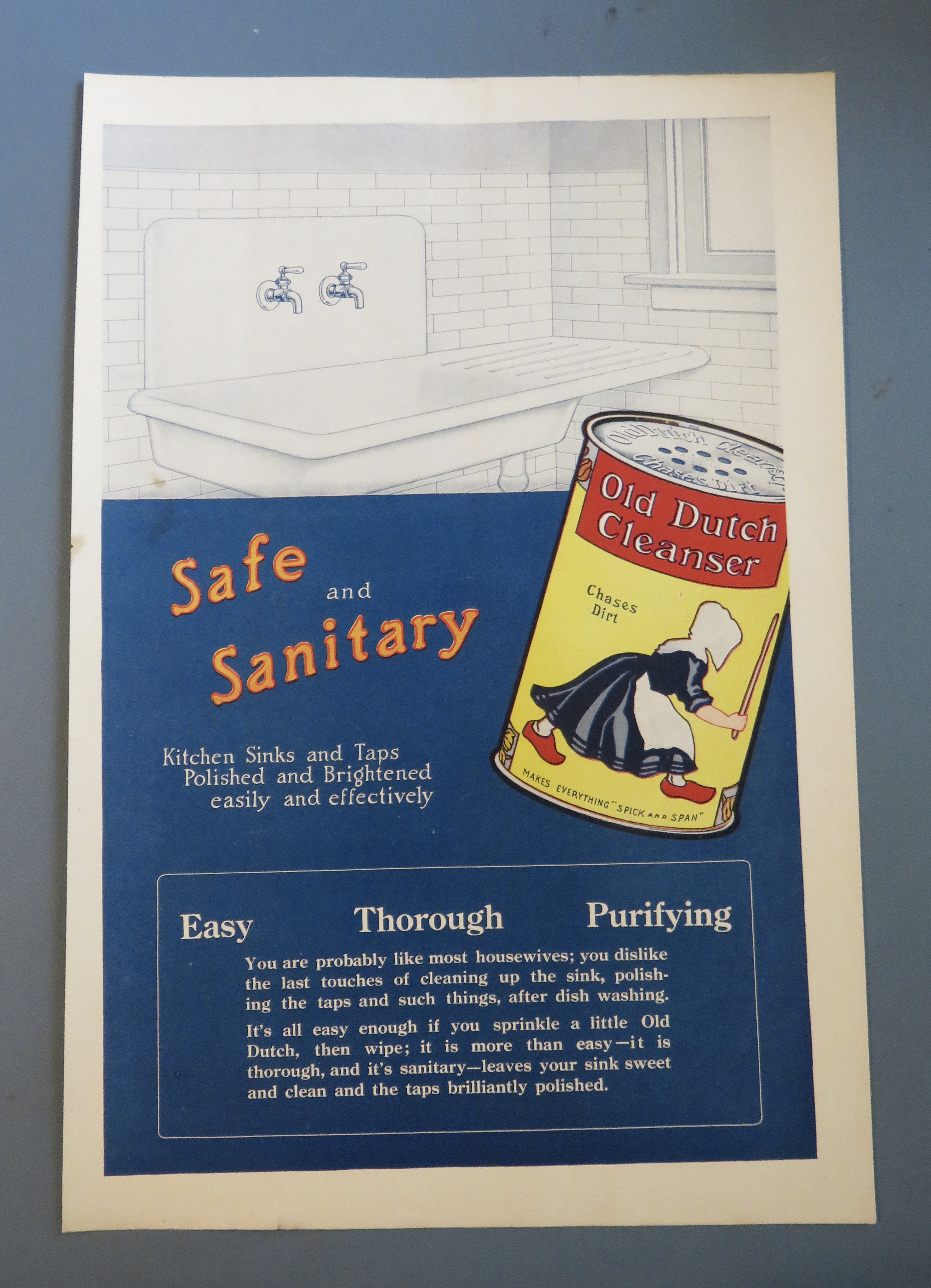 1917 Old Dutch Cleanser with Clean Kitchen Sink