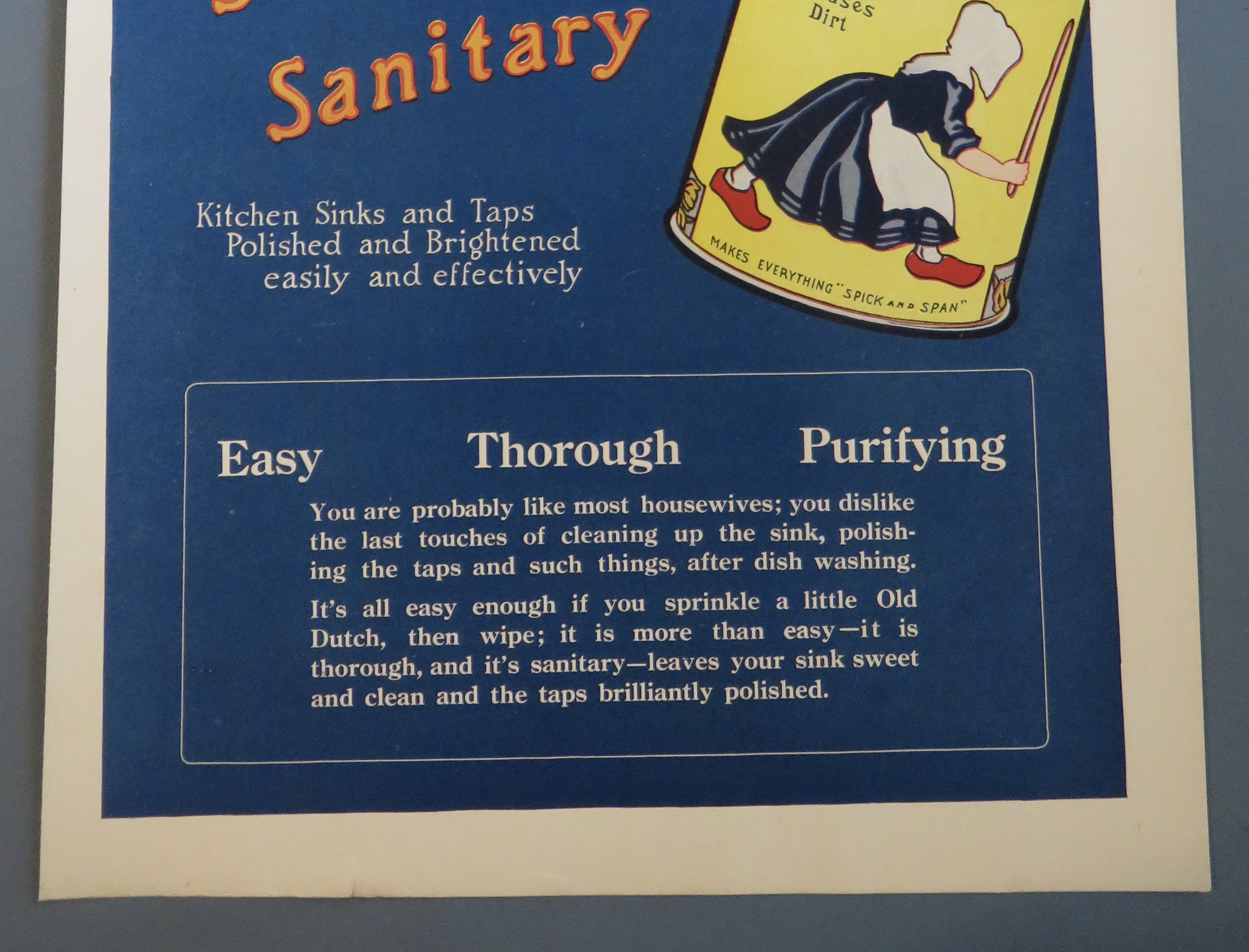 1917 Old Dutch Cleanser with Clean Kitchen Sink