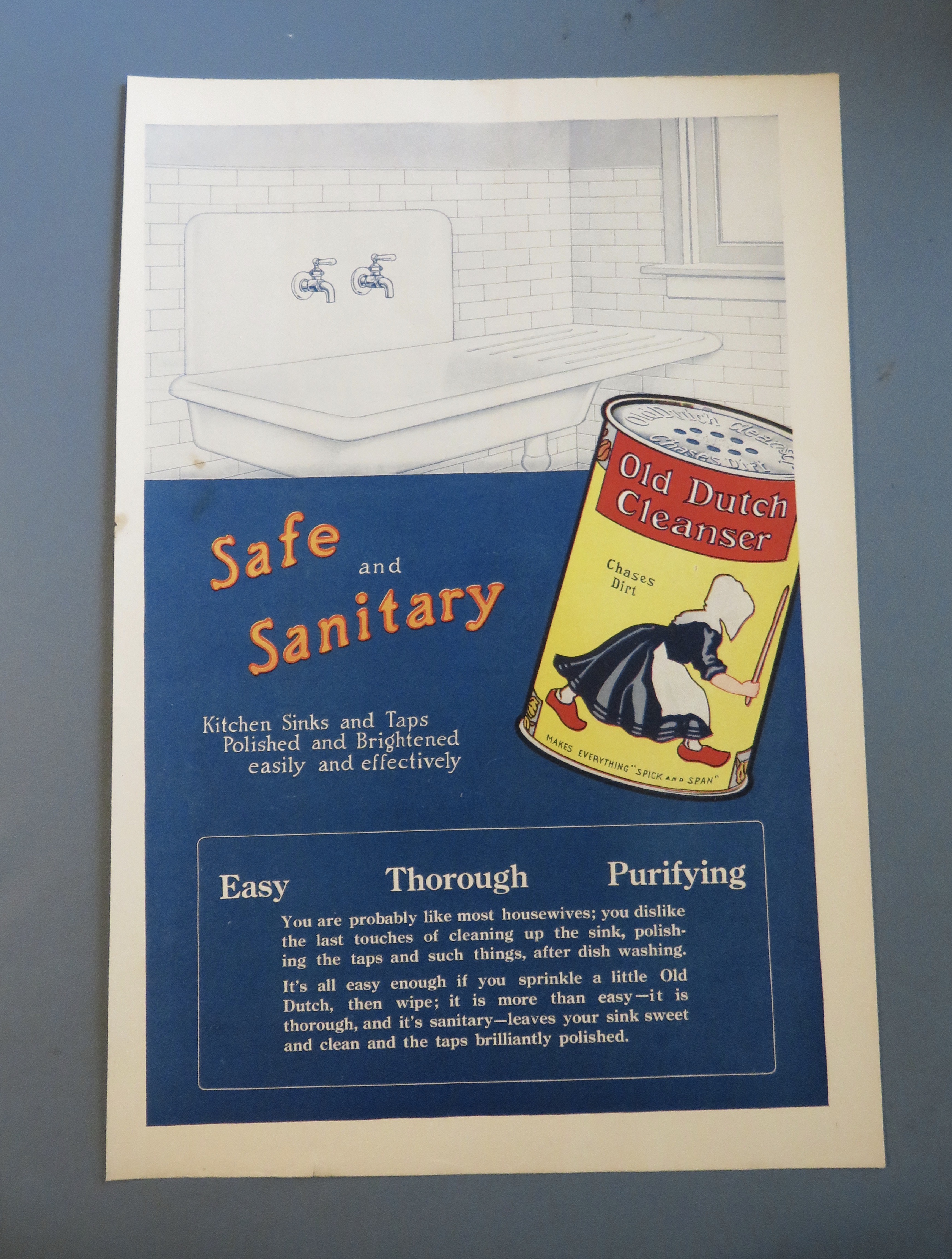 1917 Old Dutch Cleanser with Clean Kitchen Sink