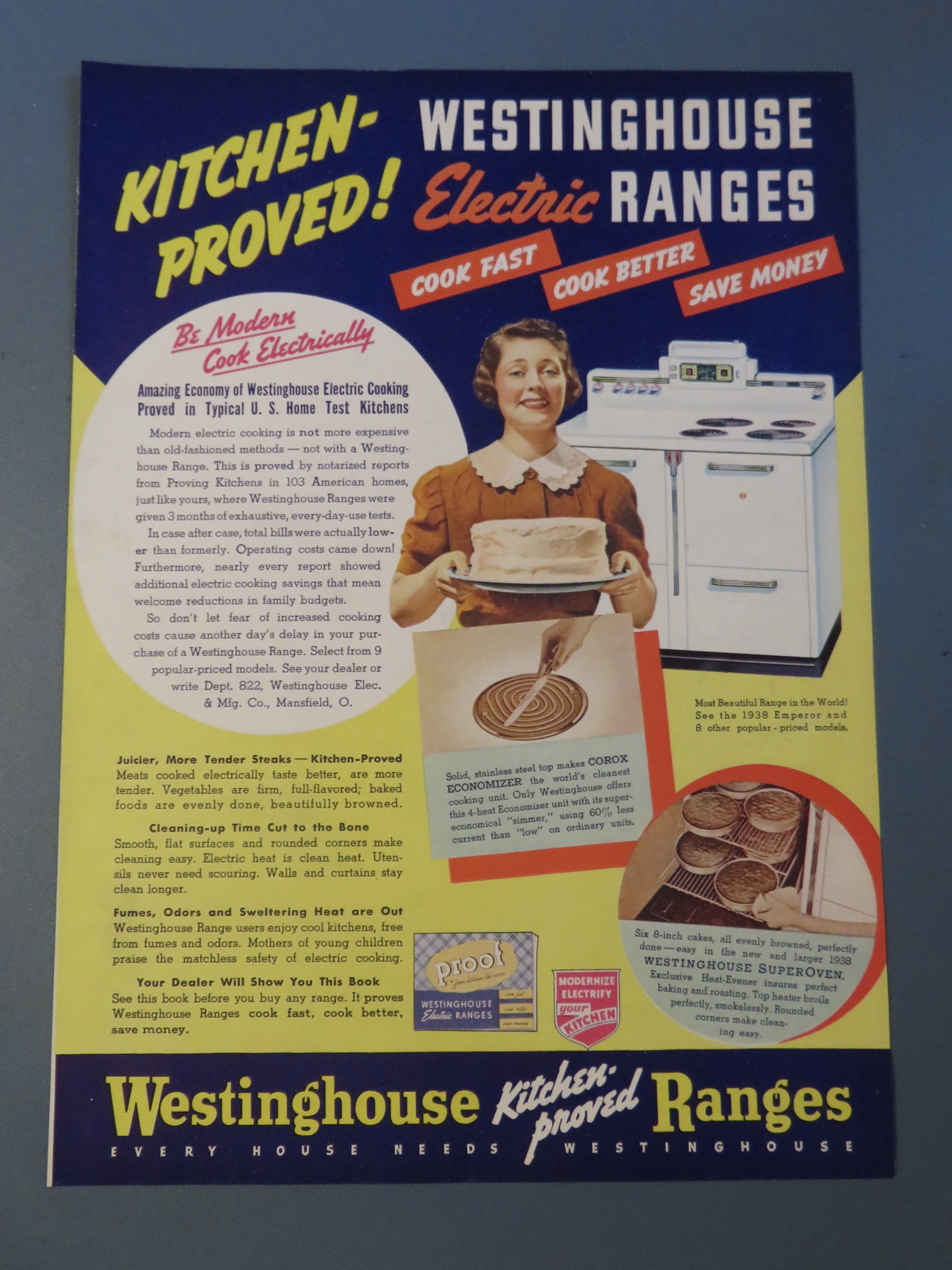 1938 Westinghouse Range with Woman Holding Cake