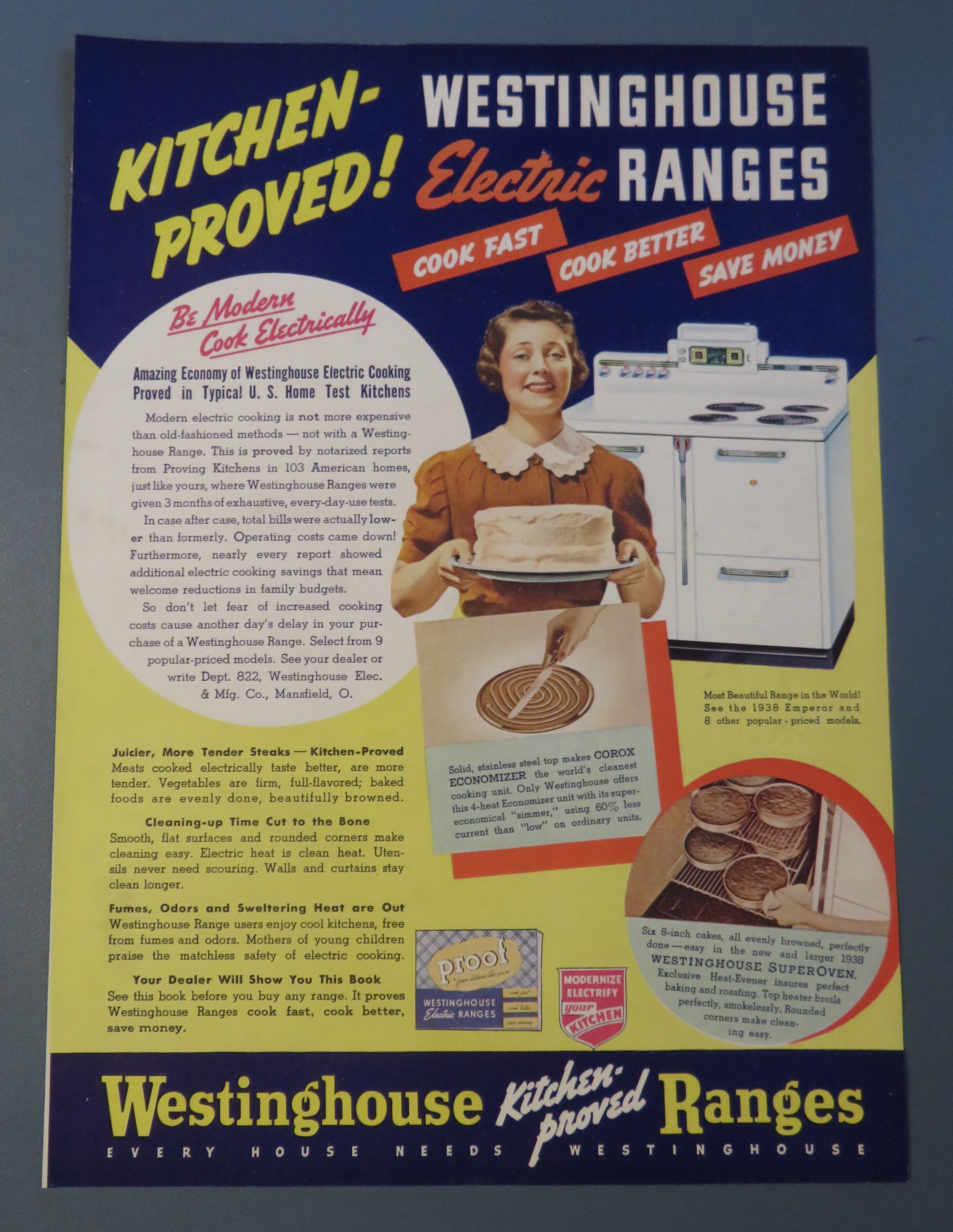 1938 Westinghouse Range with Woman Holding Cake