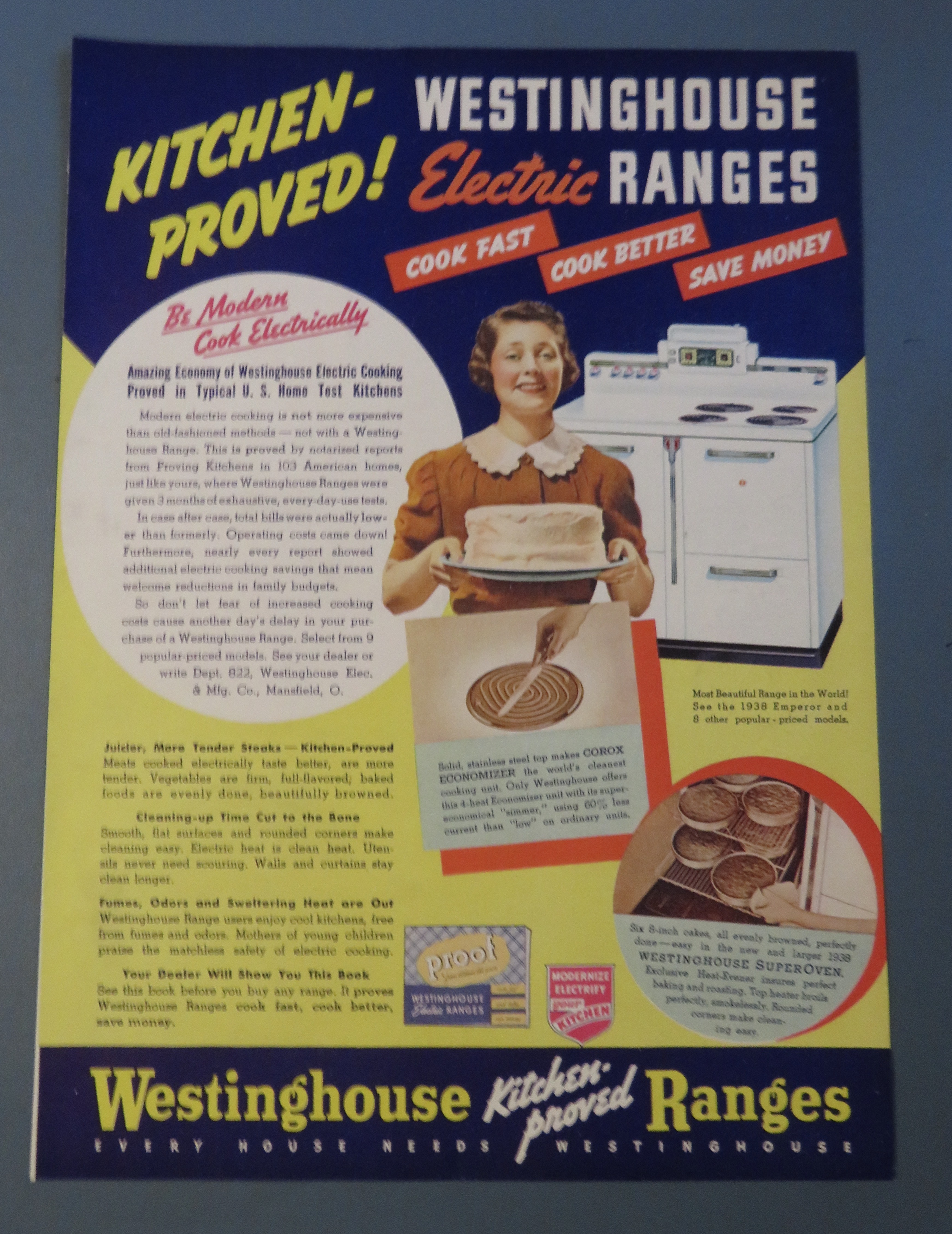 1938 Westinghouse Range with Woman Holding Cake