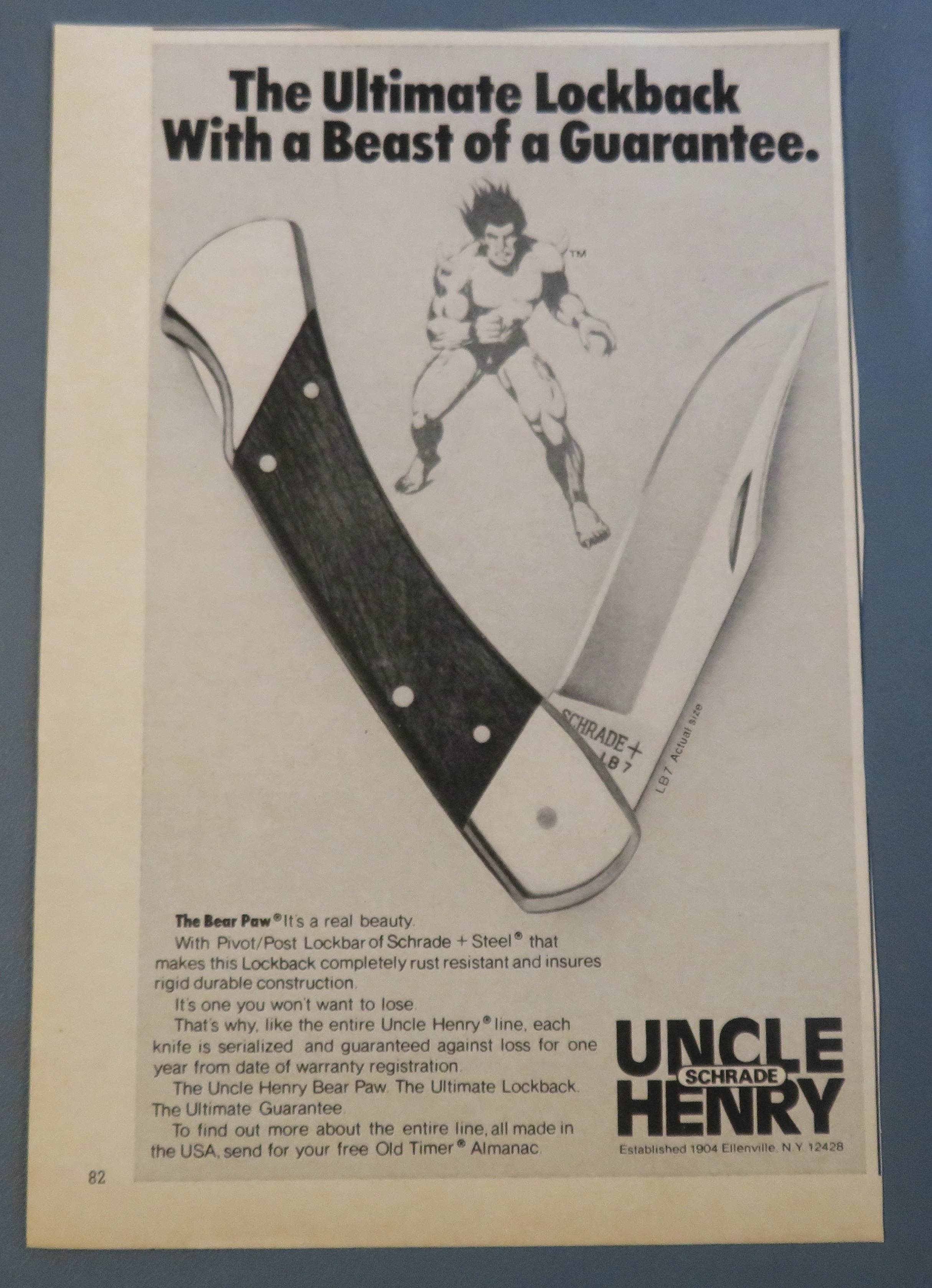 1980 Schrade Uncle Henry Bear Paw Knife with Beast