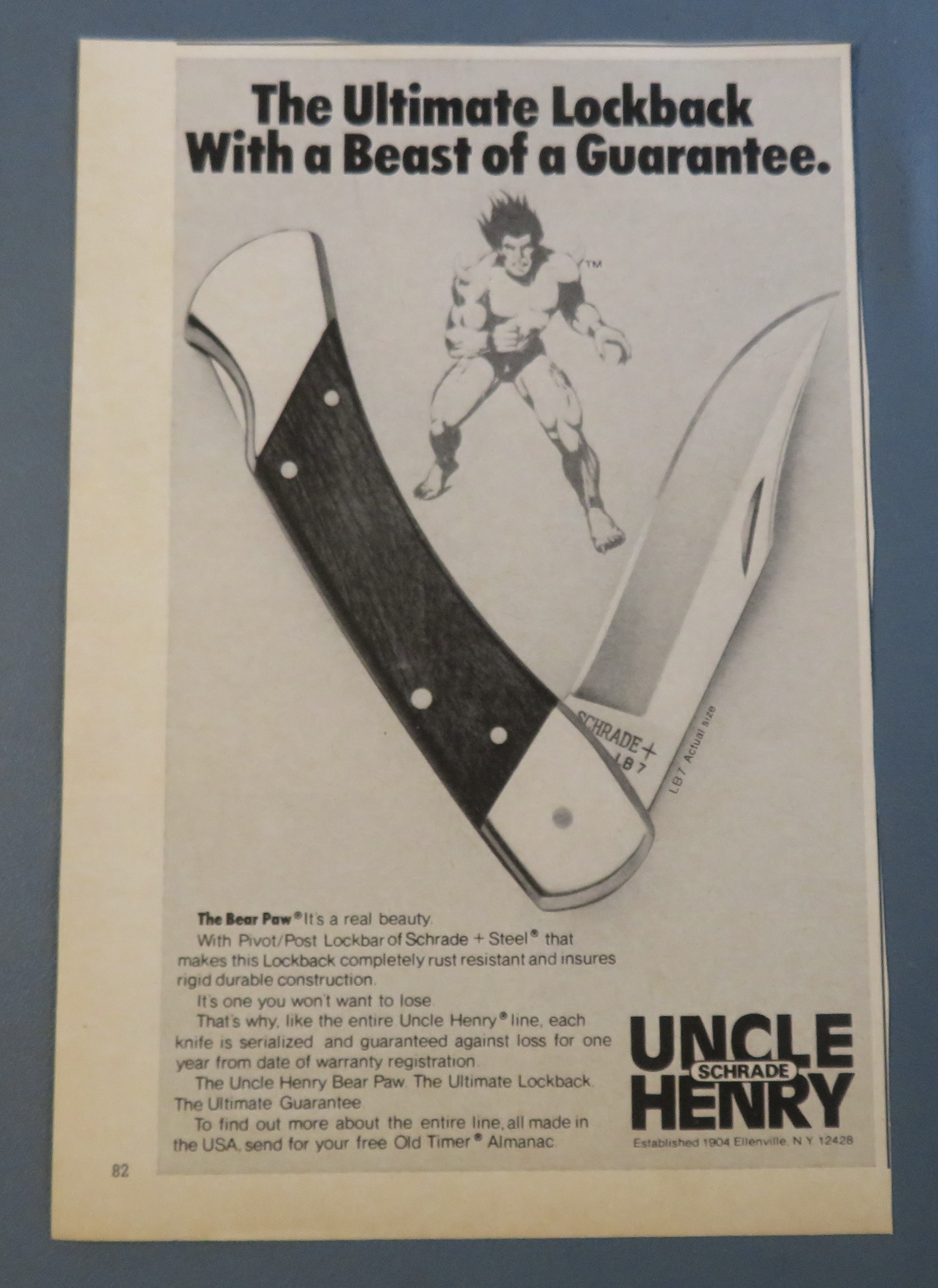 1980 Schrade Uncle Henry Bear Paw Knife with Beast