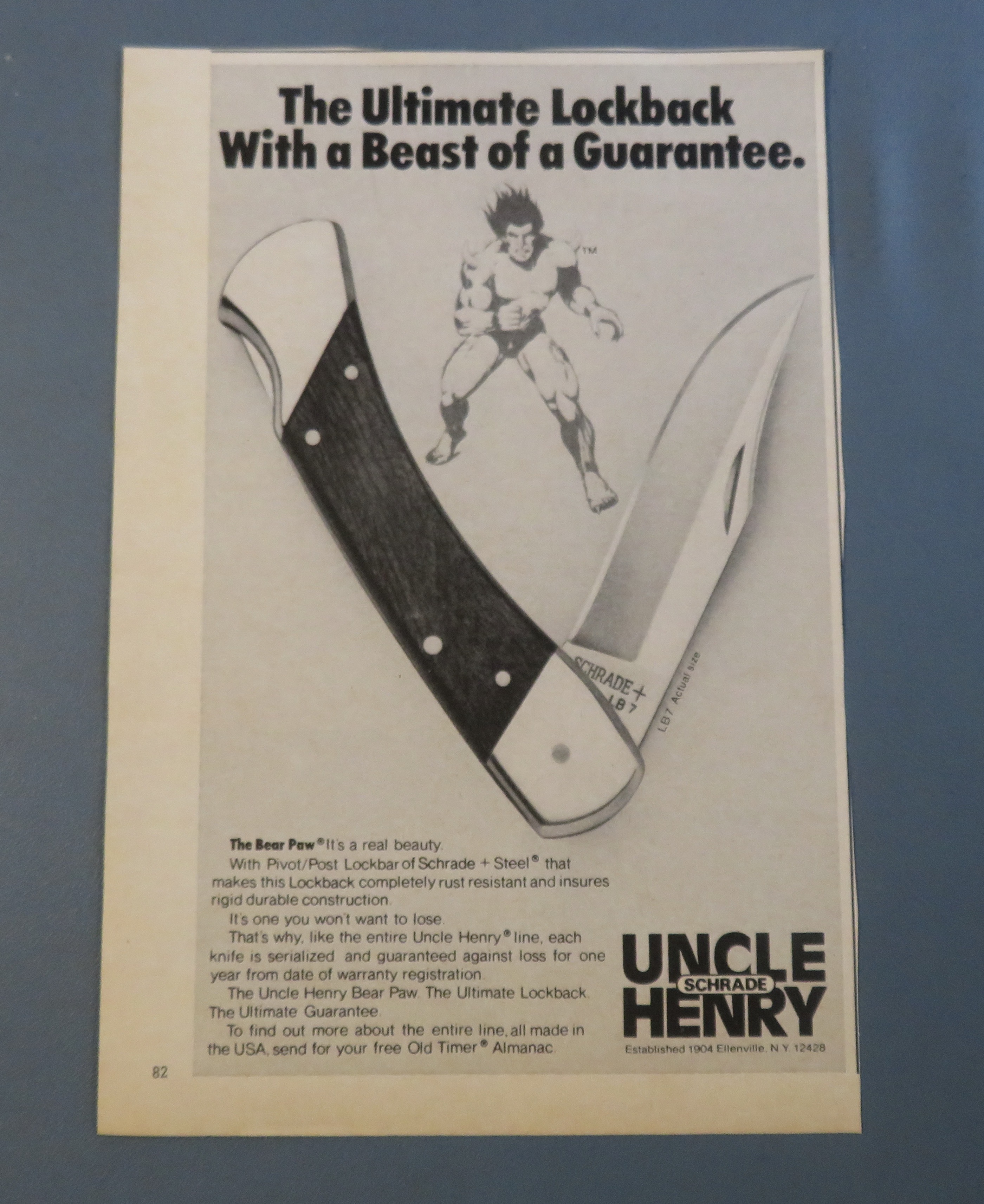1980 Schrade Uncle Henry Bear Paw Knife with Beast