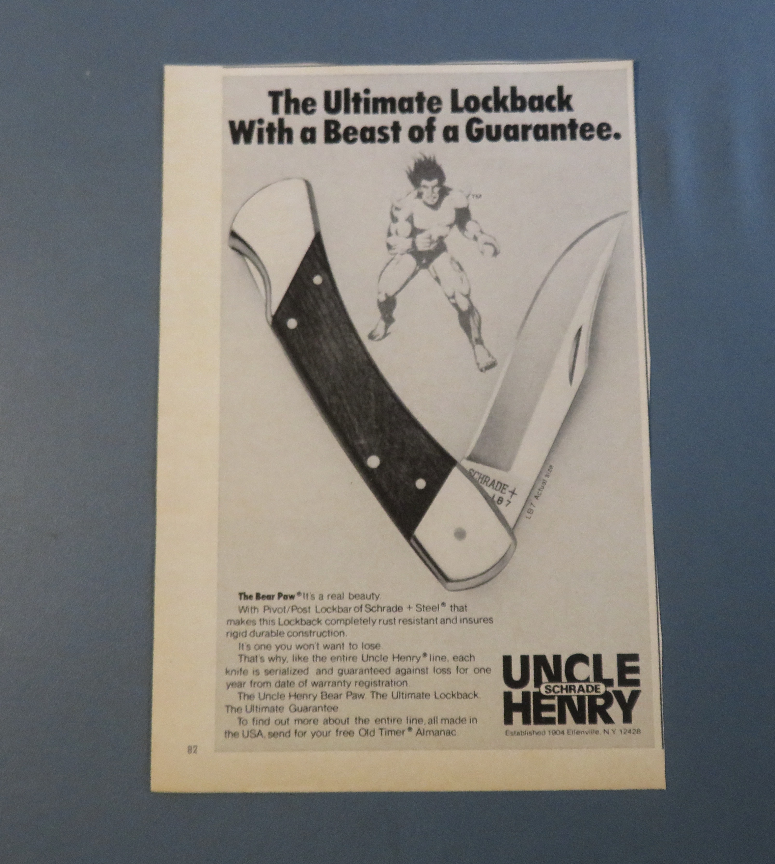 1980 Schrade Uncle Henry Bear Paw Knife with Beast