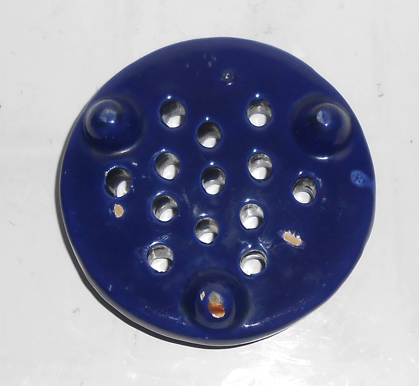 Early Haeger Art Pottery Blue Drip Glaze Tri-Footed Flo