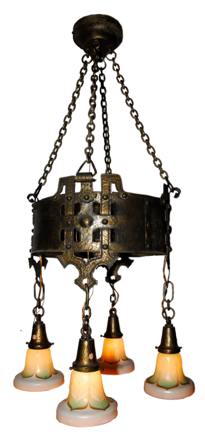 Antique Steuben Arts & Crafts Light Fixture