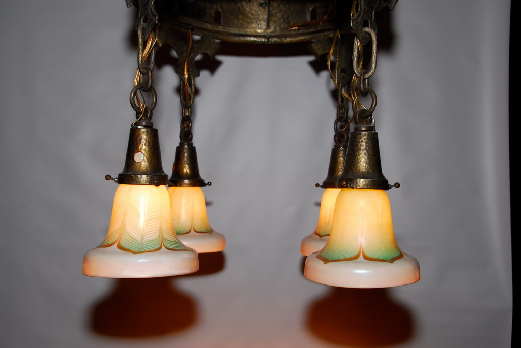 Antique Steuben Arts & Crafts Light Fixture