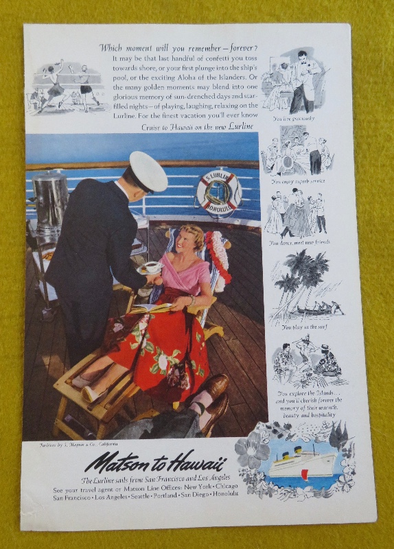 1950 Matson To Hawaii With Woman Talking To Ship's Captain