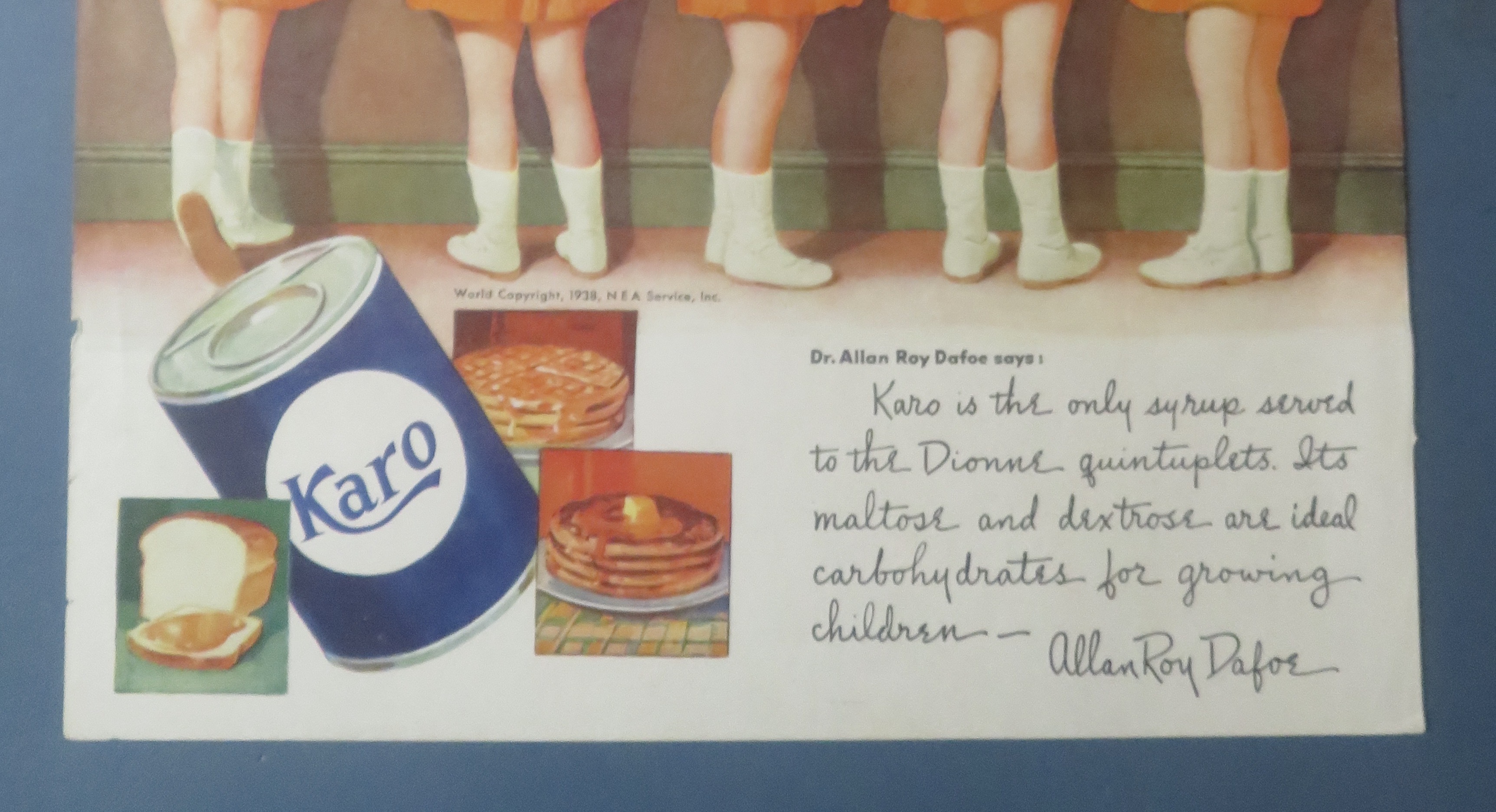 1938 Karo Syrup with The Dionne Quintuplets