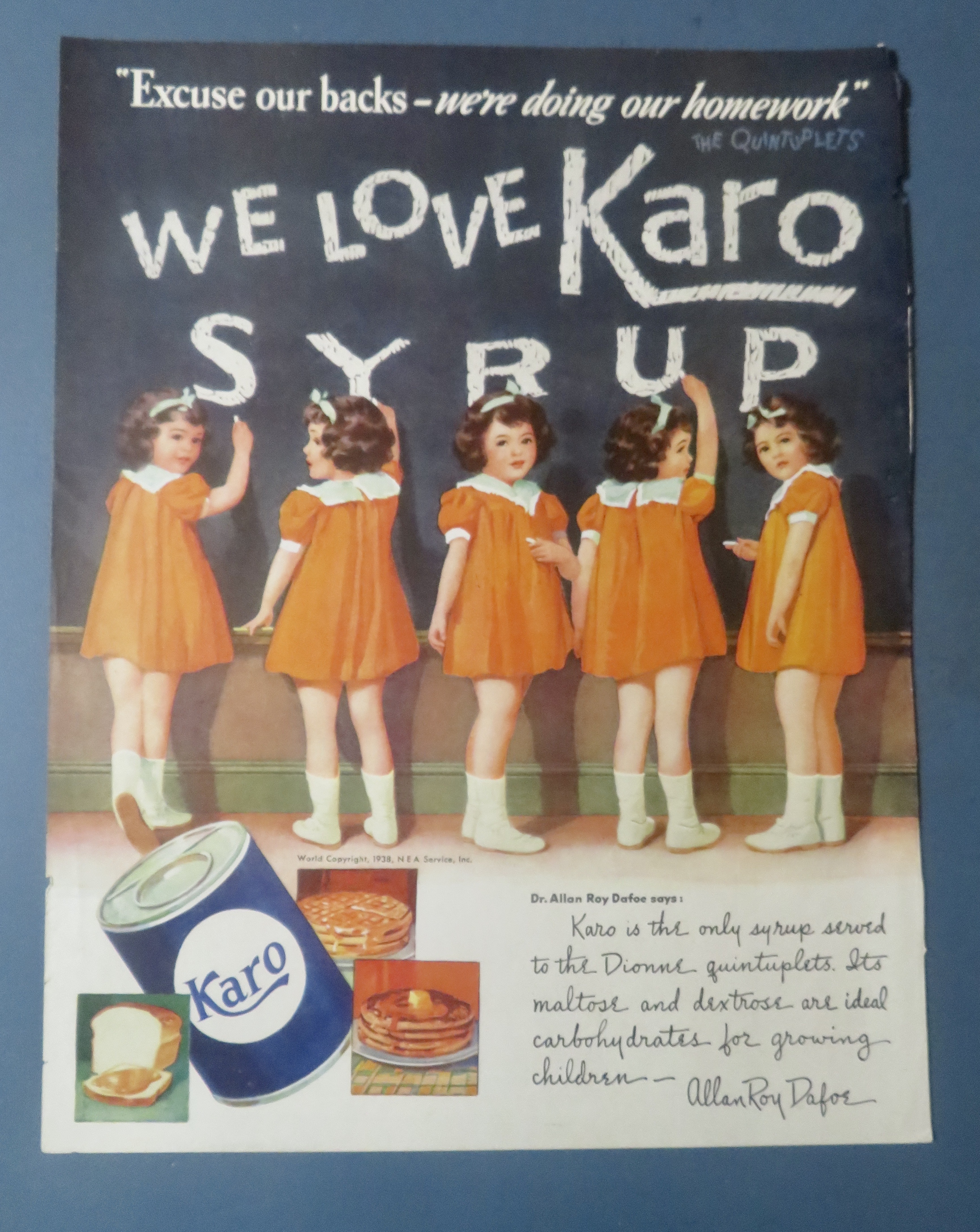 1938 Karo Syrup with The Dionne Quintuplets