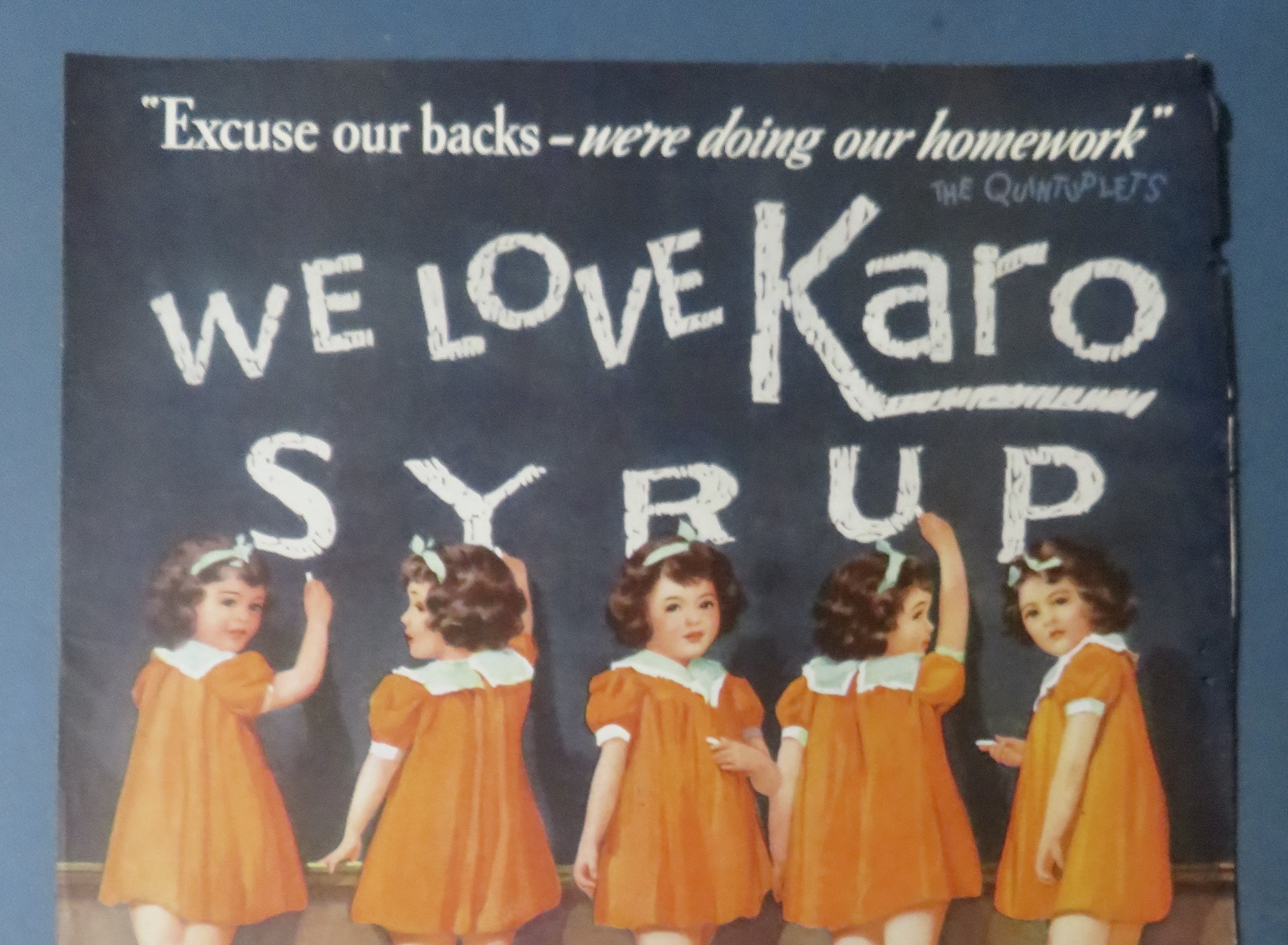 1938 Karo Syrup with The Dionne Quintuplets