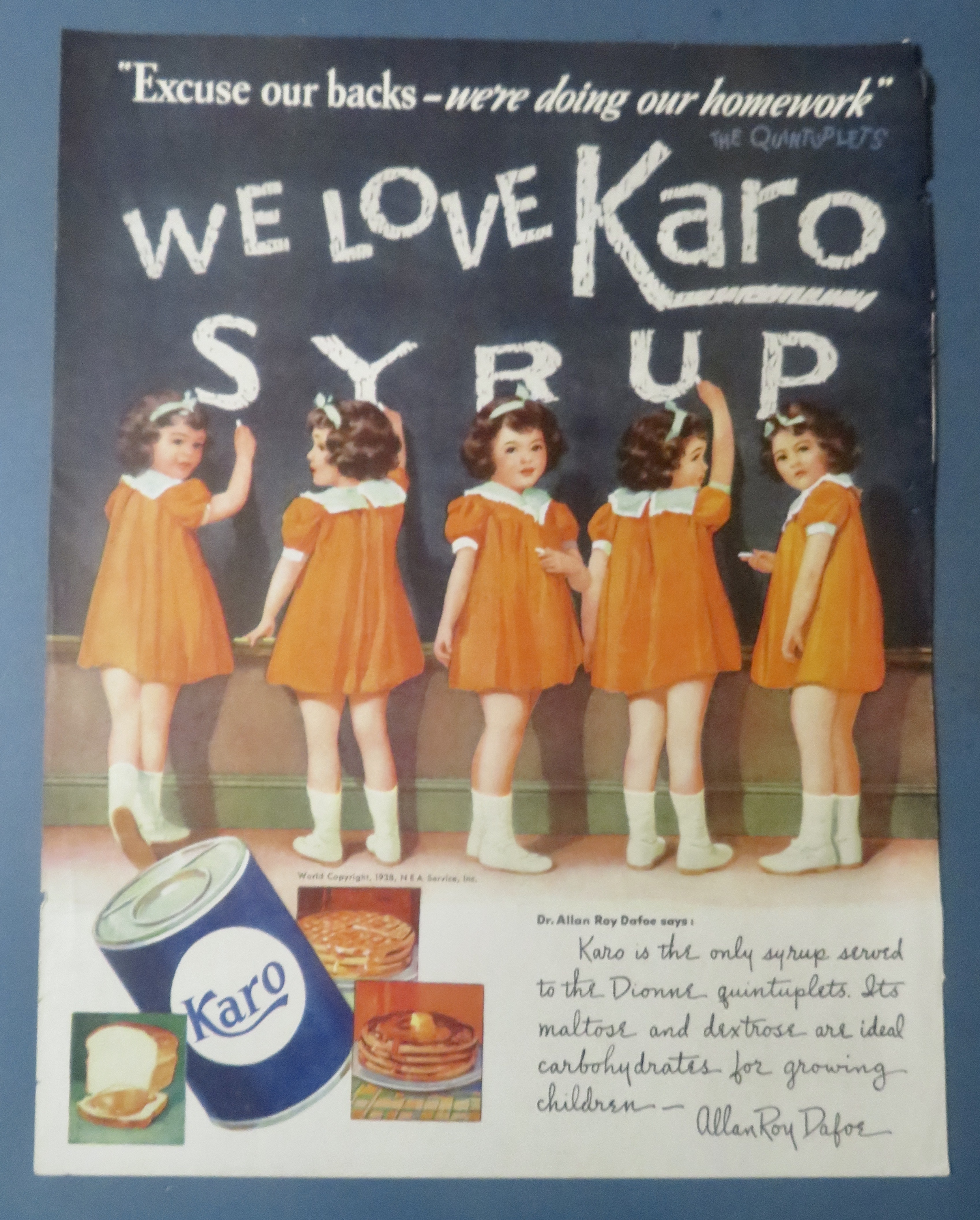 1938 Karo Syrup with The Dionne Quintuplets